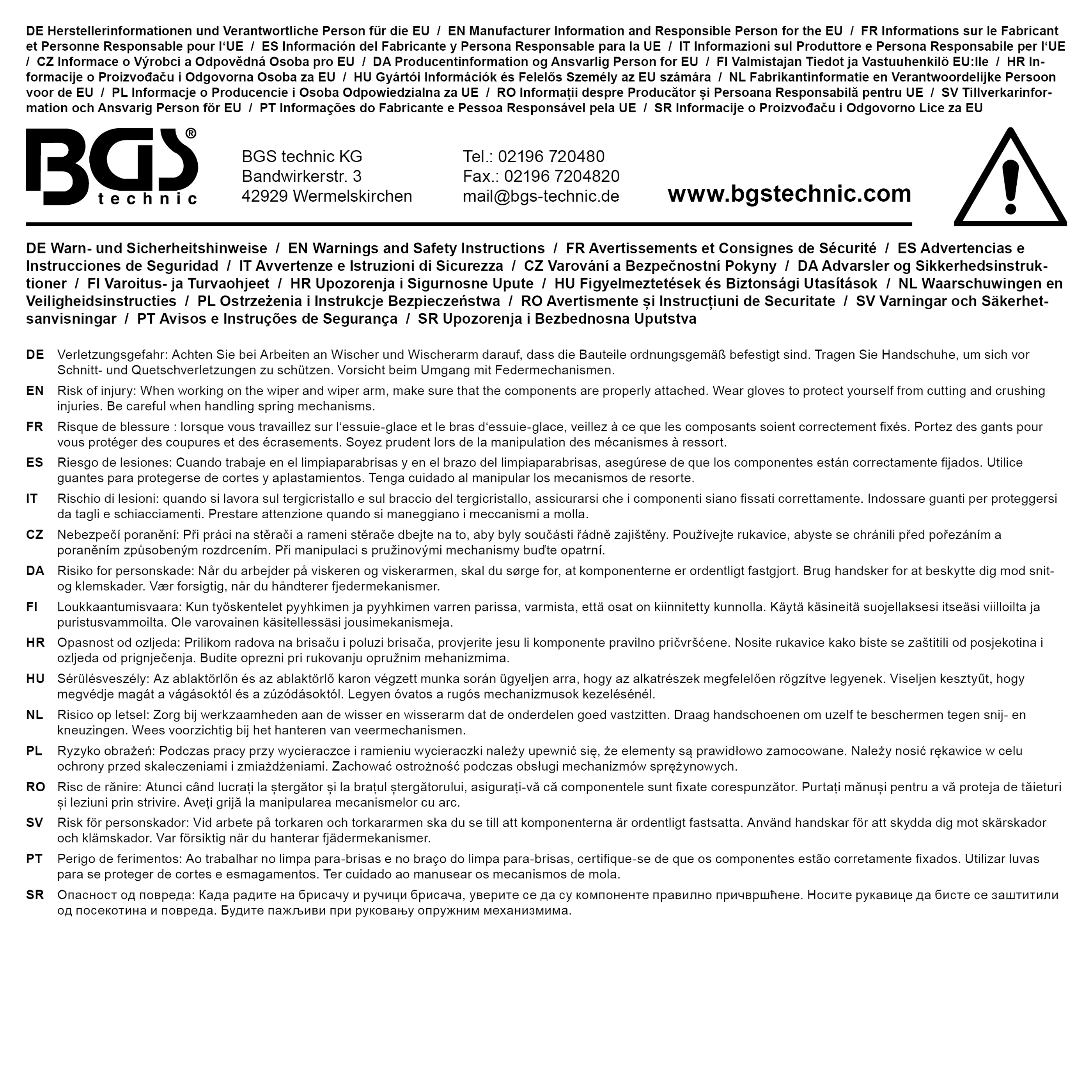 BGS Scheibenwischerarm-Abzieher | universal