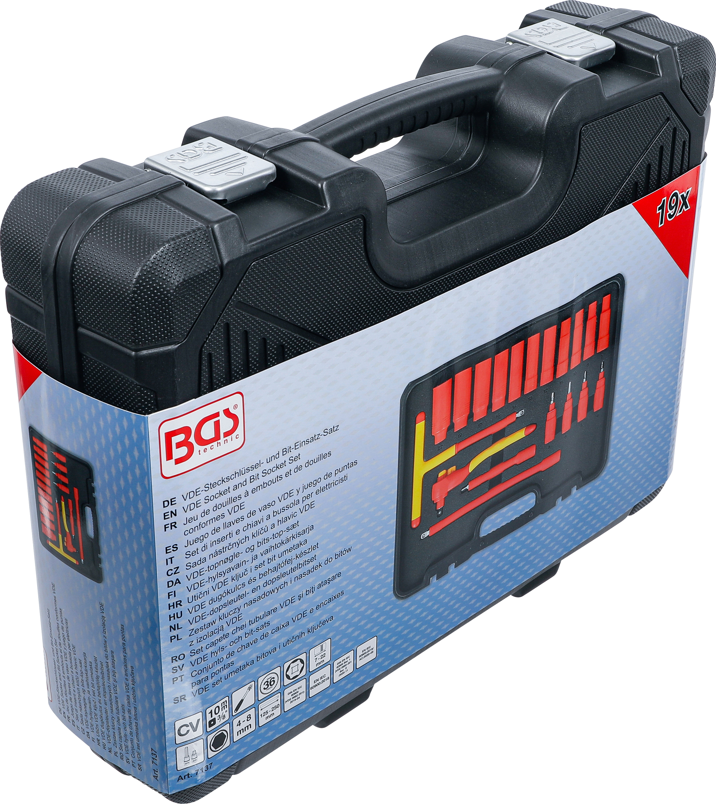 BGS VDE-Steckschlüssel- und Bit-Einsatz-Satz | Antrieb Innenvierkant 10 mm (3/8") | 19-tlg.