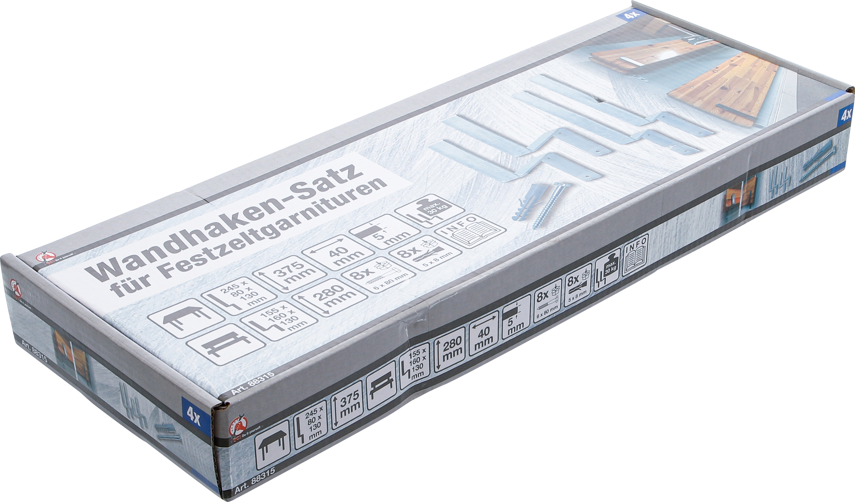 BGS Wandhaken-Satz | für Festzeltgarnituren | 4-tlg.