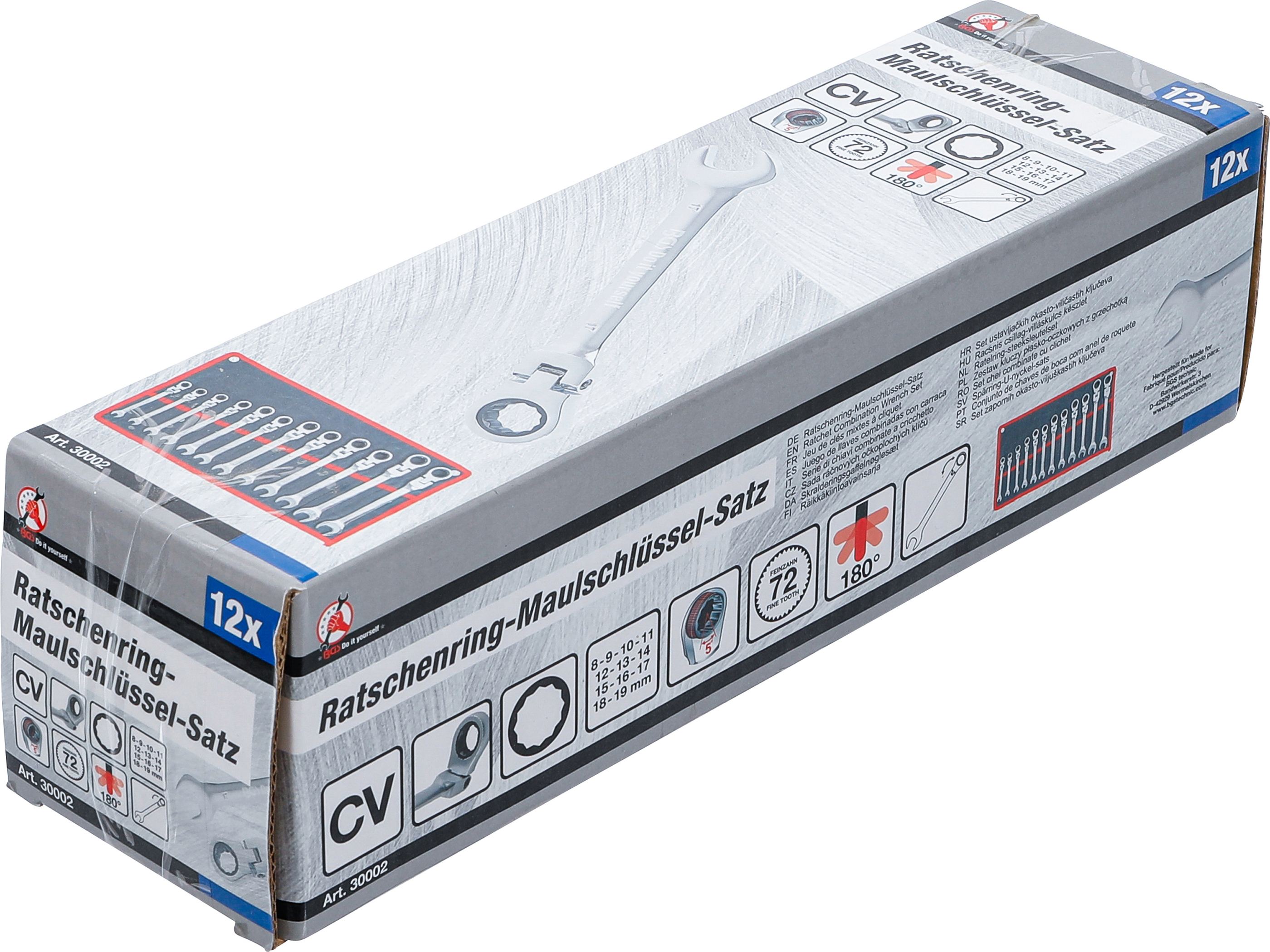 BGS Ratschenring-Maulschlüssel-Satz | flexible Köpfe | SW 8 - 19 mm | 12-tlg.