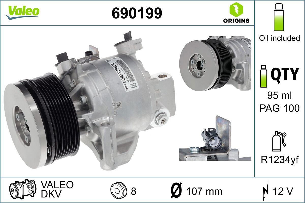 Kompressor, Klimaanlage “VALEO  , DKV , VALEO ”