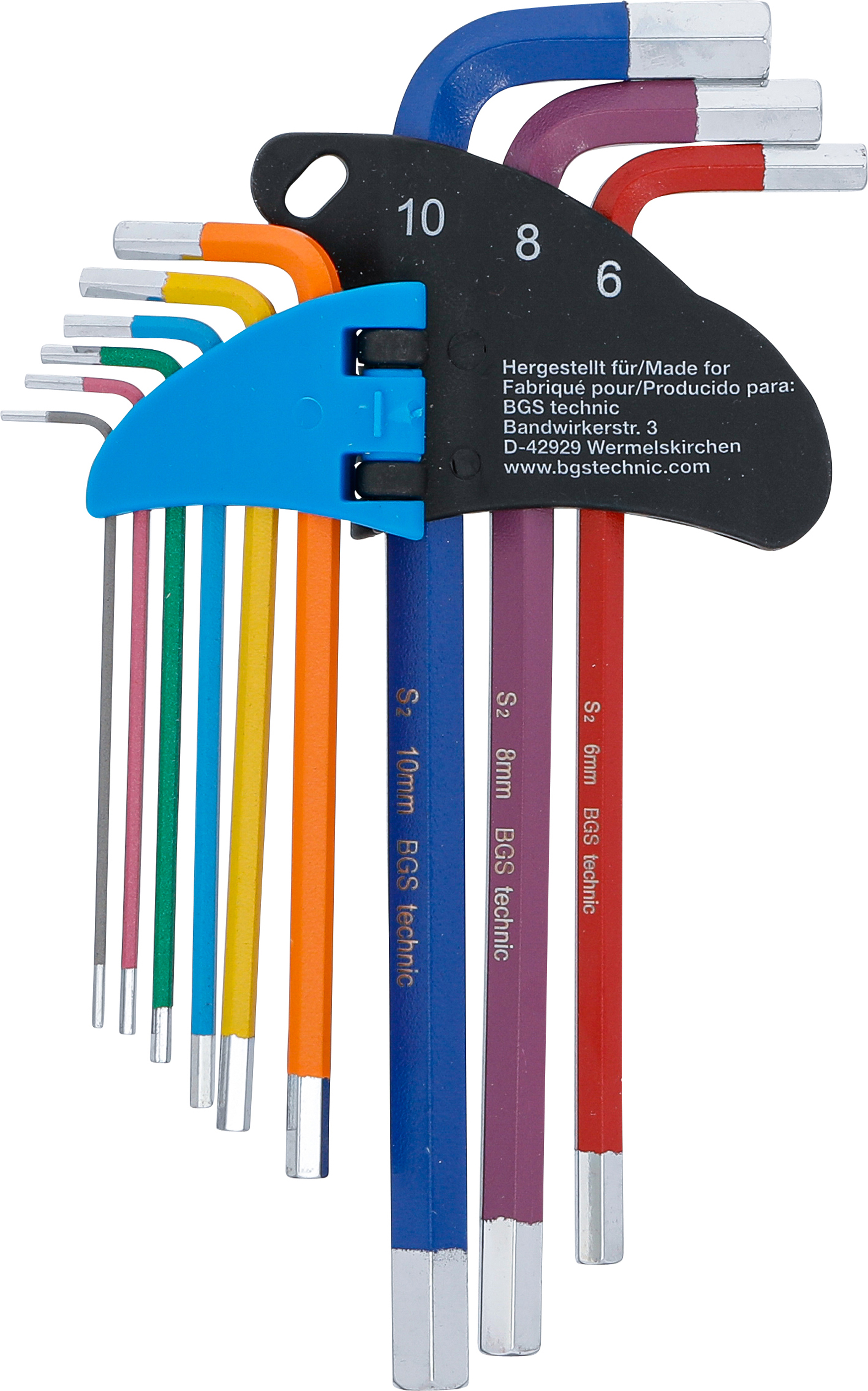 BGS Winkelschlüssel-Satz | Multicolour | Innensechskant 1,5 - 10 mm | 9-tlg.