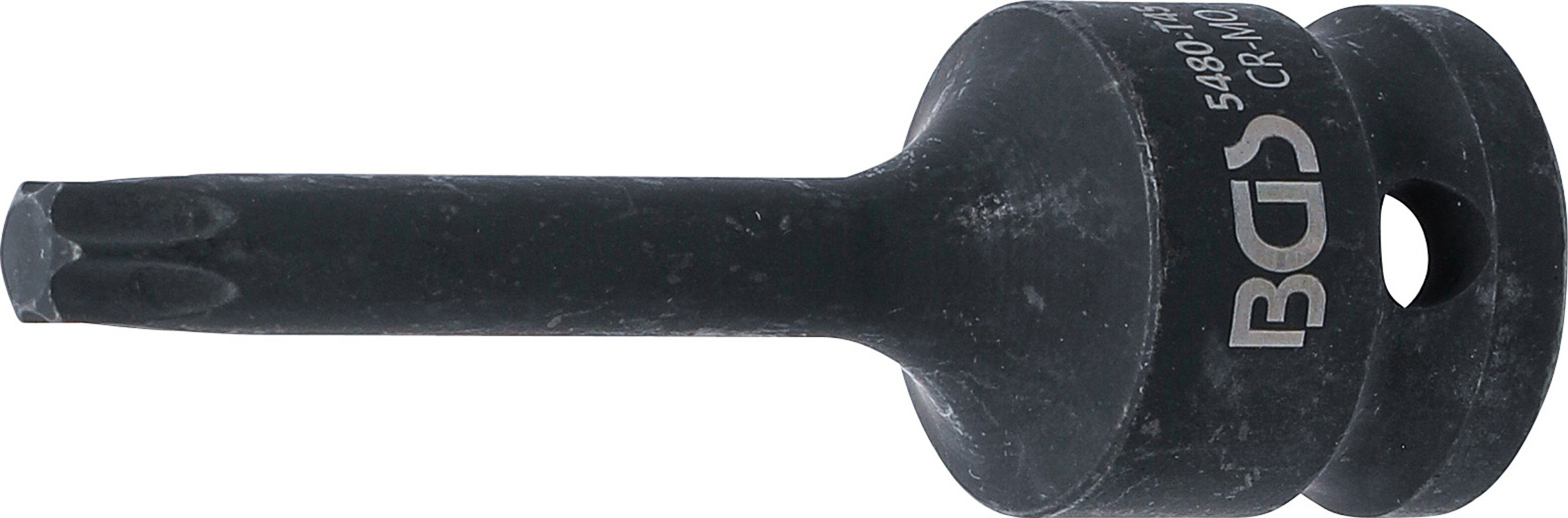 BGS Kraft-Bit-Einsatz | Länge 75 mm | Antrieb Innenvierkant 12,5 mm (1/2") | T-Profil (für Torx) T45