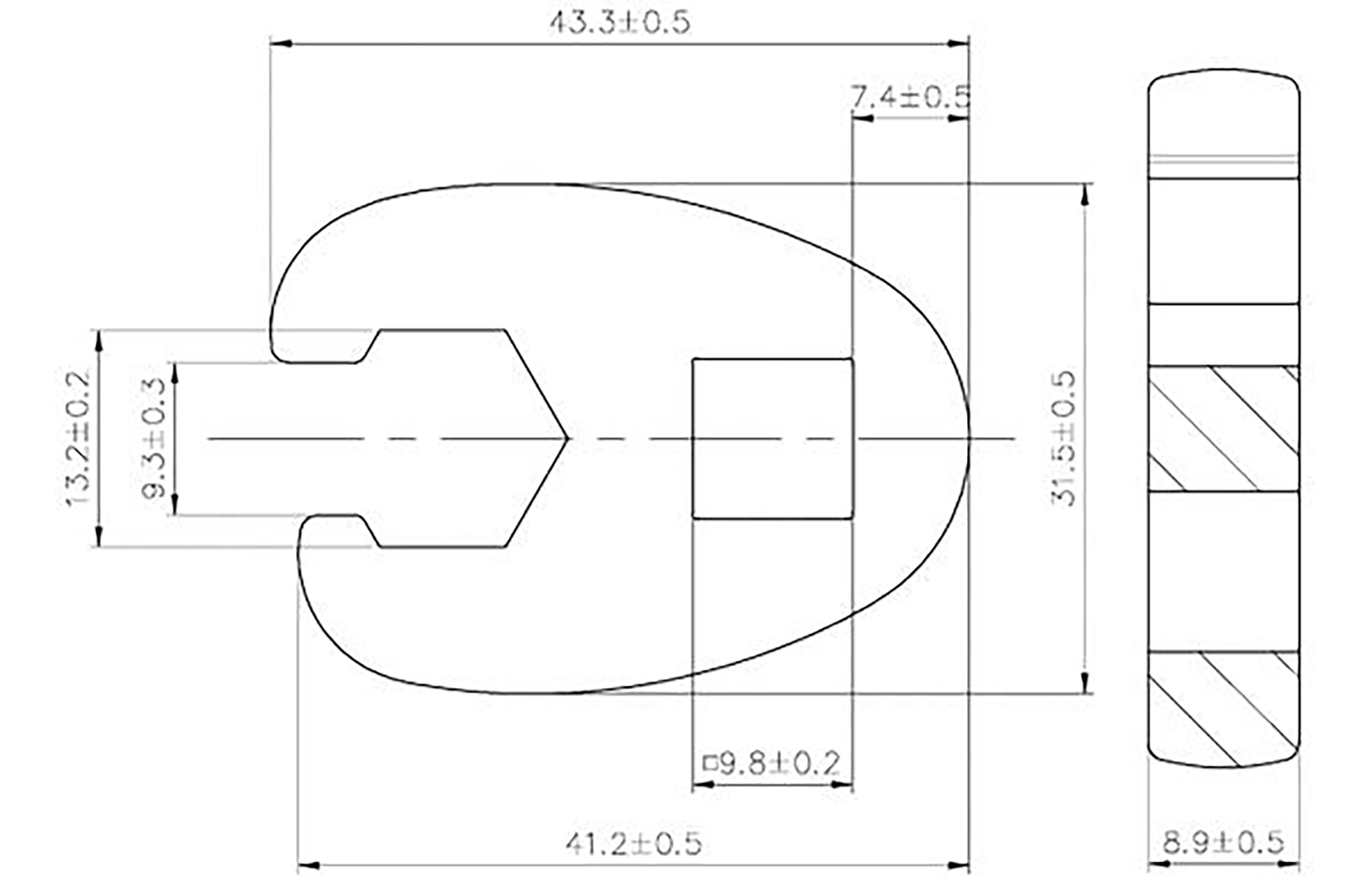 BGS Hahnenfußschlüssel | Antrieb Innenvierkant 10 mm (3/8") | SW 13 mm