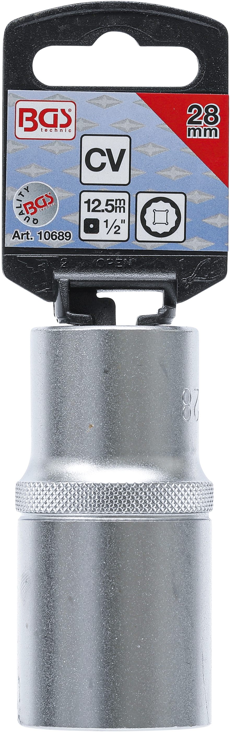 BGS Steckschlüssel-Einsatz Zwölfkant, tief | Antrieb Innenvierkant 12,5 mm (1/2") | SW 28 mm