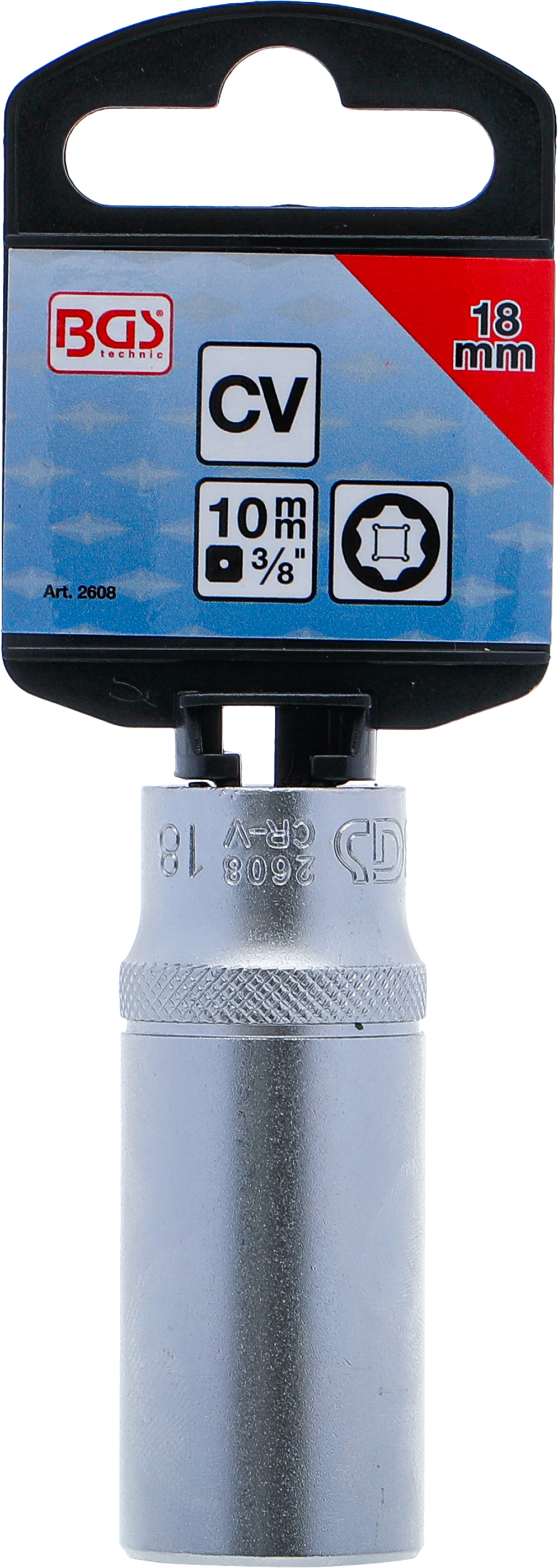 BGS Steckschlüssel-Einsatz Super Lock, tief | Antrieb Innenvierkant 10 mm (3/8") | SW 18 mm