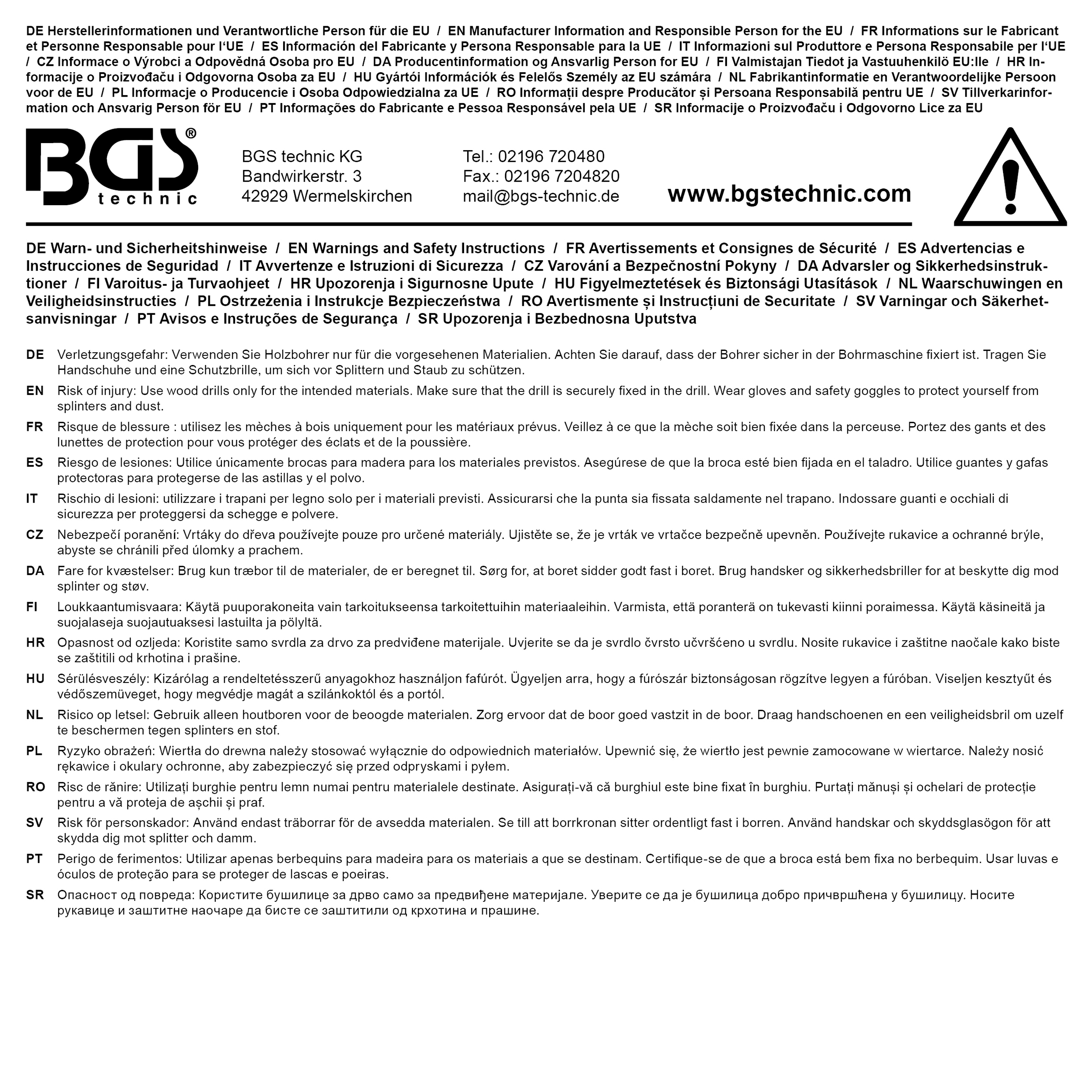 BGS Schlangenbohrer-Satz | 200 mm | 6-tlg.