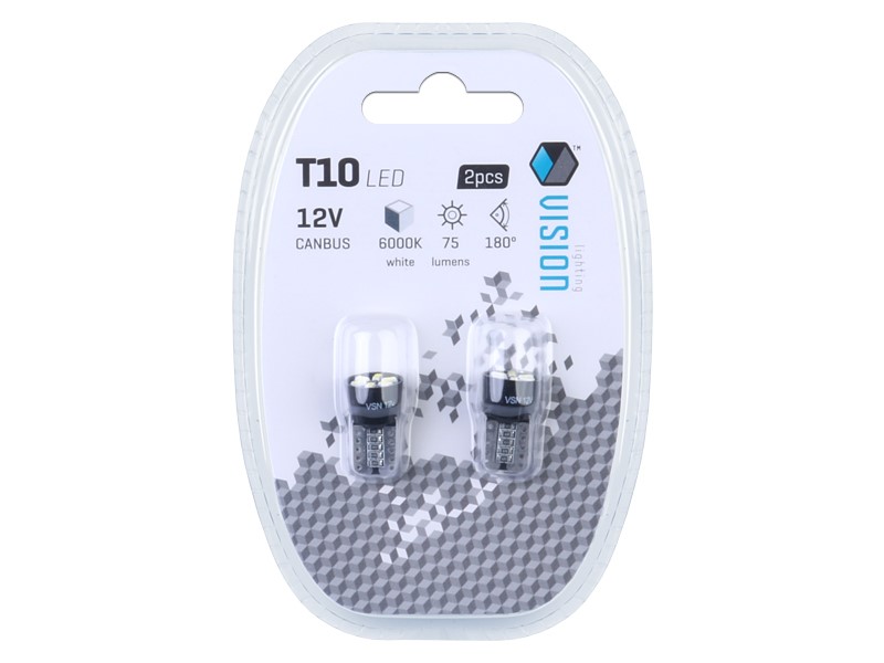 Vision LED Glassockel W5W T10 12V 6x3014 SMD Canbus 2er
