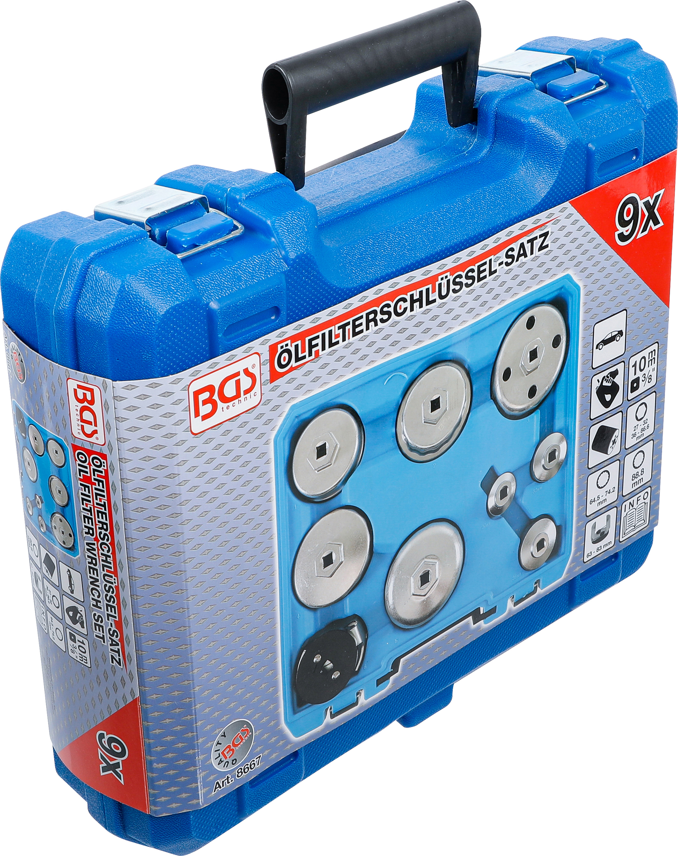 BGS Ölfilterschlüssel-Satz | Ø 27 - 88,8 mm | 9-tlg.