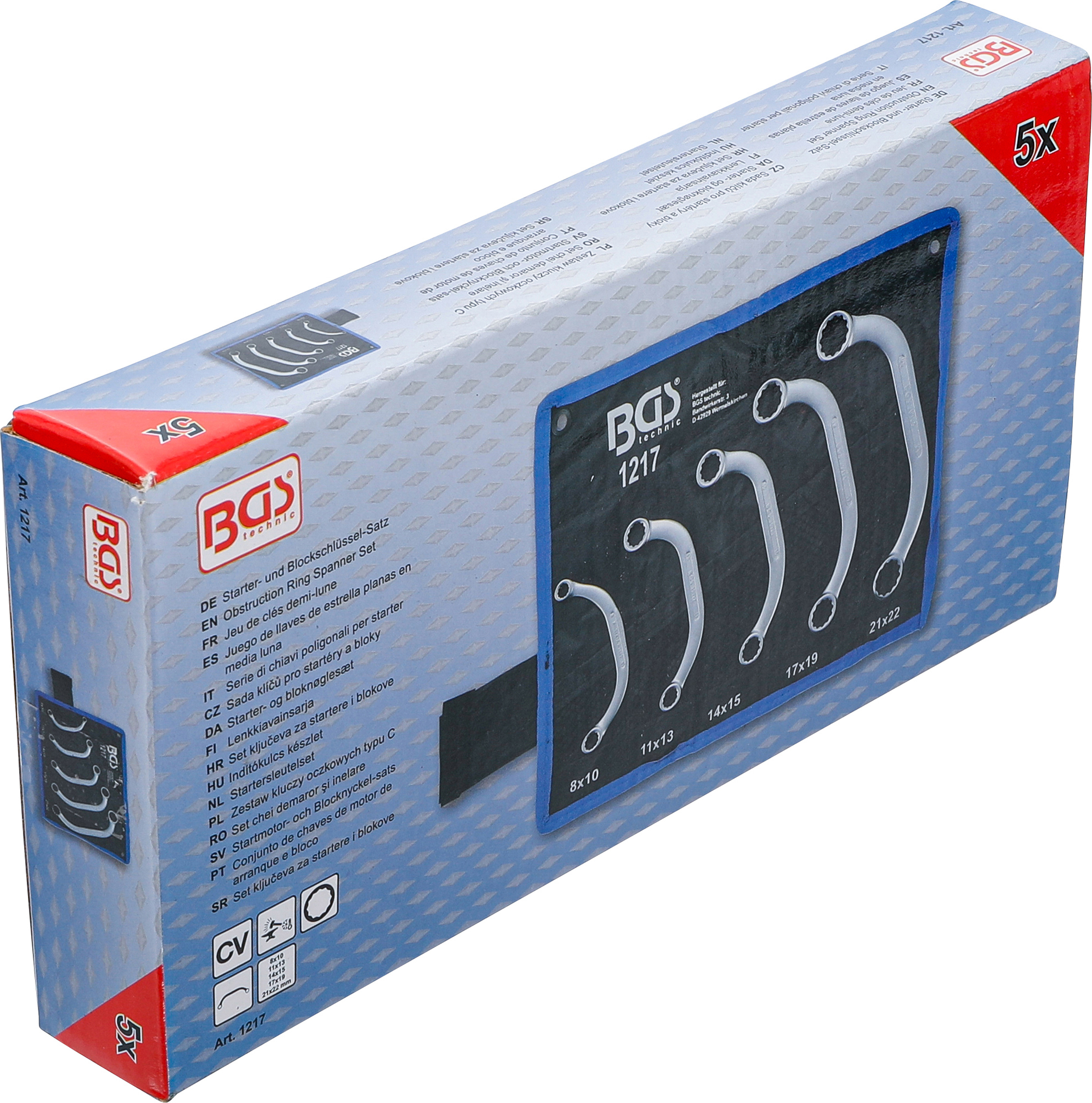 BGS Starter- und Blockschlüssel-Satz | 8 x 10 - 21 x 22 mm | 5-tlg.