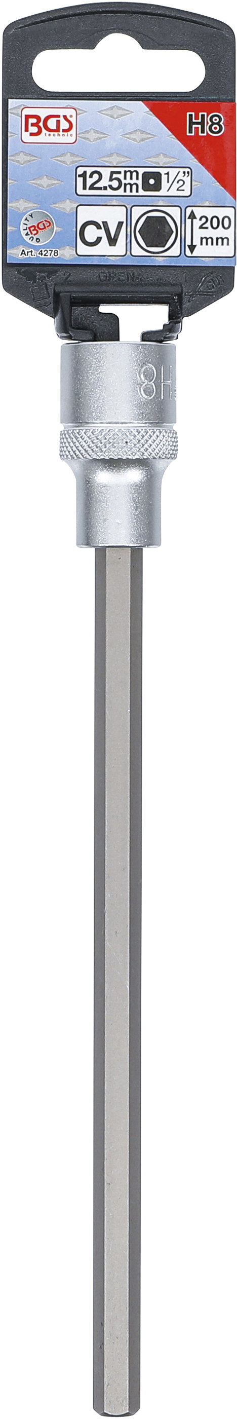 BGS Bit-Einsatz | Länge 200 mm | Antrieb Innenvierkant 12,5 mm (1/2") | Innensechskant 8 mm