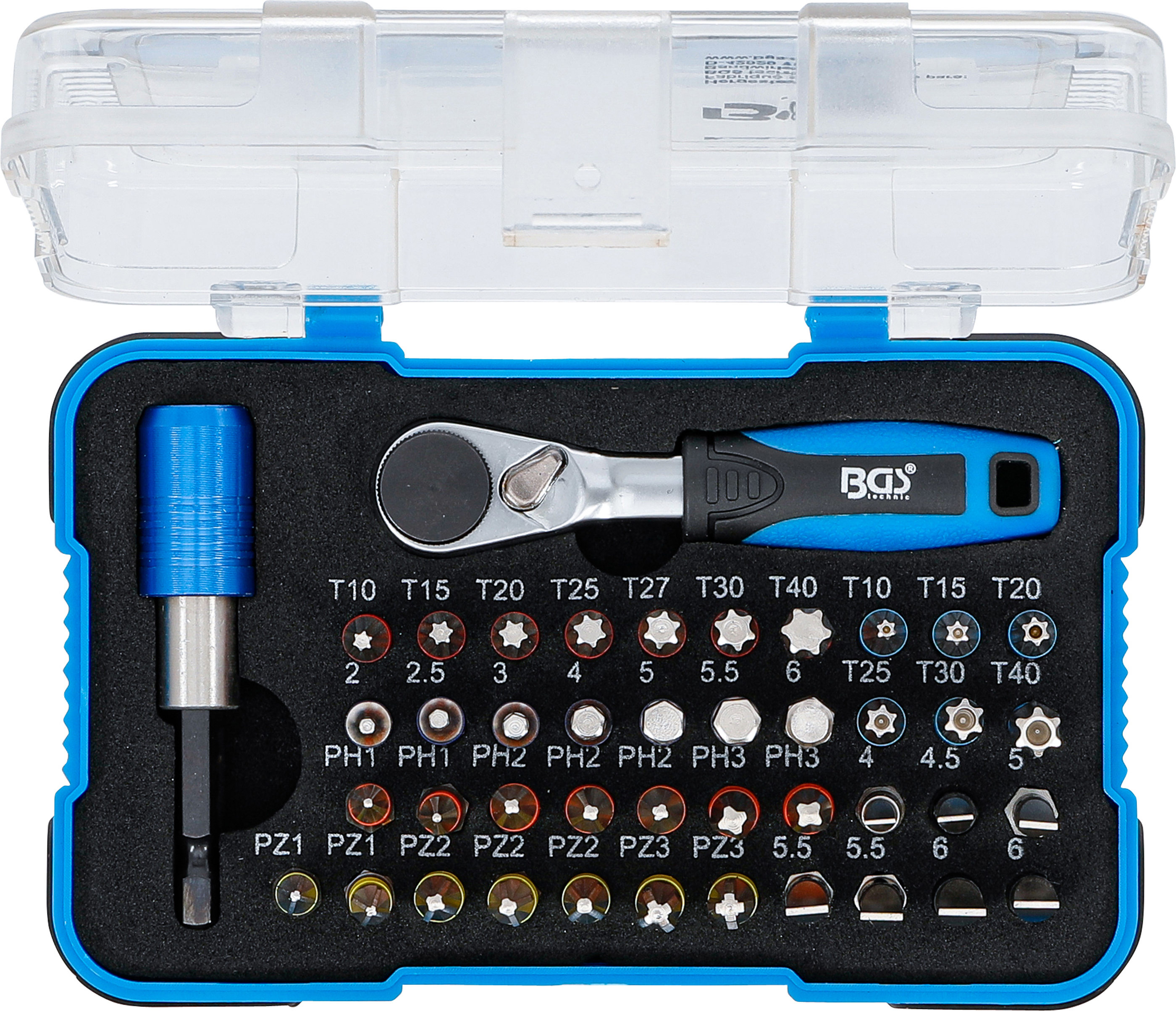 BGS Color-Bit-Satz | mit Bit-Knarre | Antrieb Außensechskant 6,3 mm (1/4") | 43-tlg.