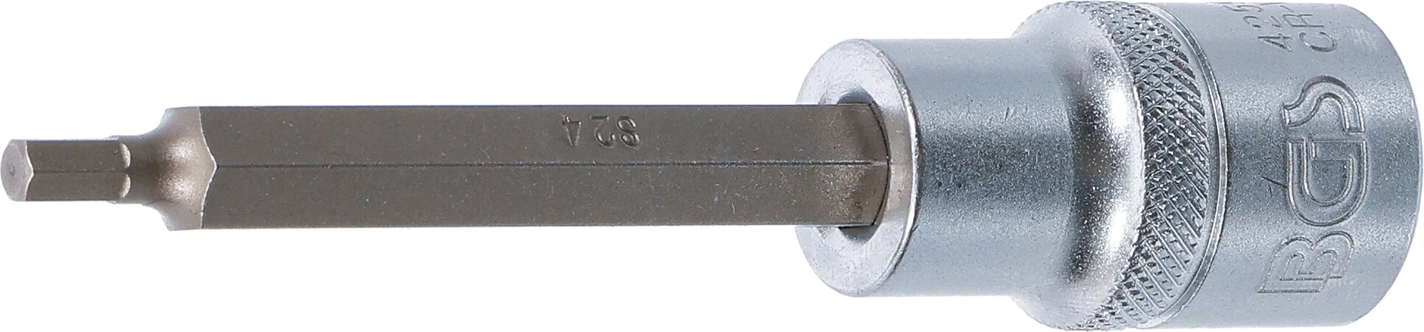 BGS Bit-Einsatz | Länge 100 mm | Antrieb Innenvierkant 12,5 mm (1/2") | Innensechskant 4 mm