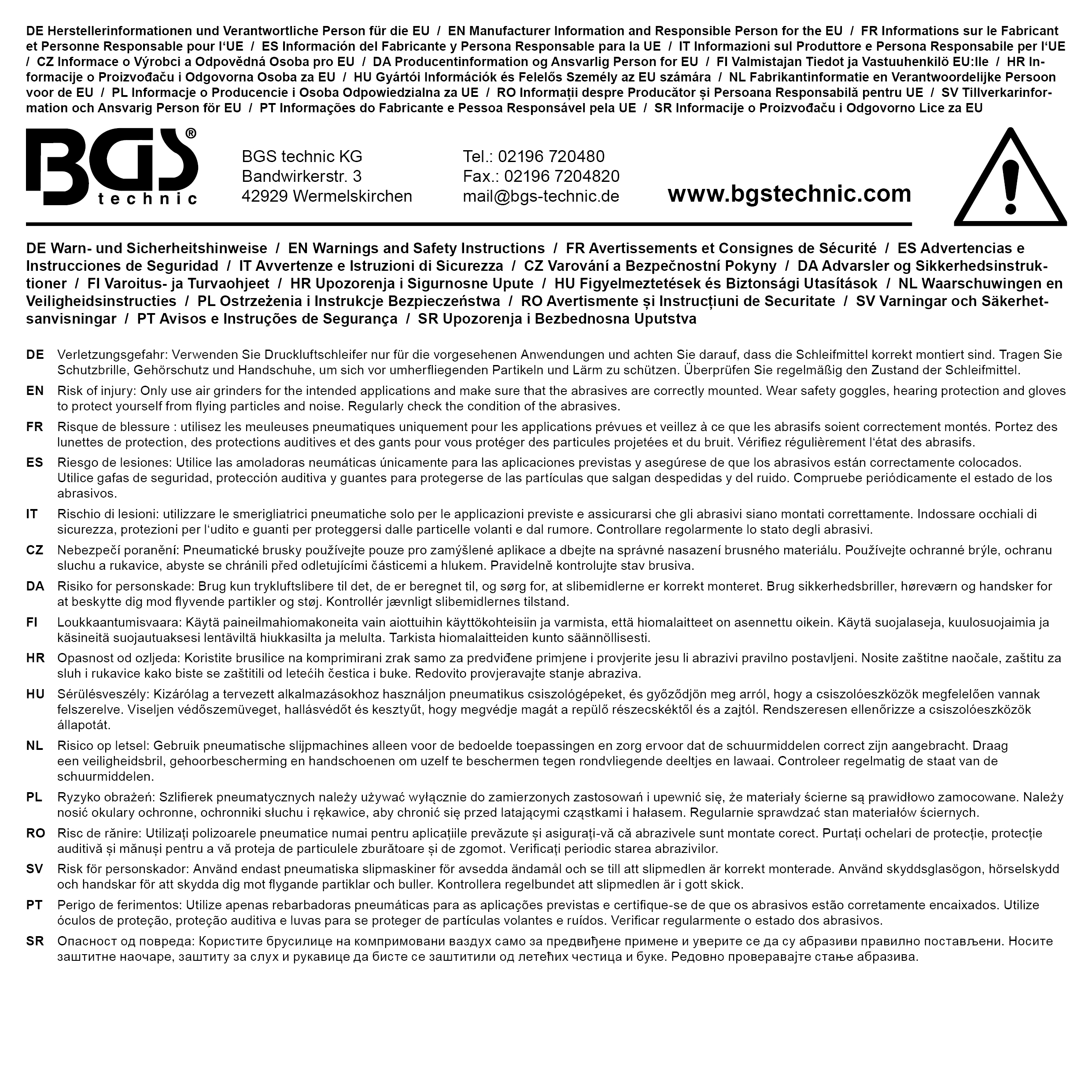 BGS Stabschleifer | extra kurz | 90° abgewinkelt | 126 mm