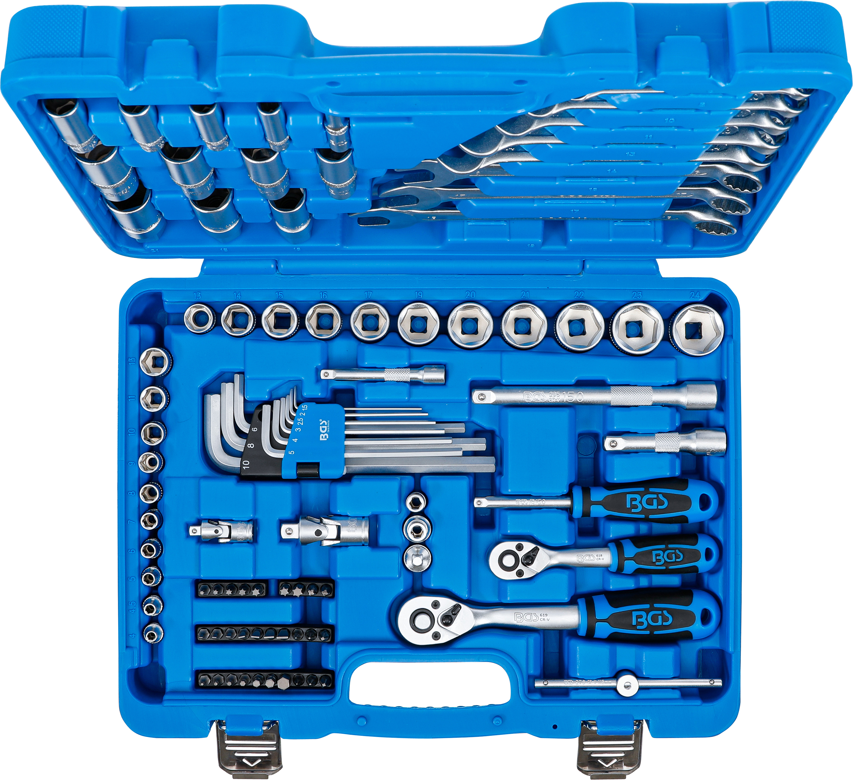 BGS Steckschlüssel-Satz Sechskant | Antrieb 6,3 mm (1/4") / 10 mm (3/8") | 92-tlg.