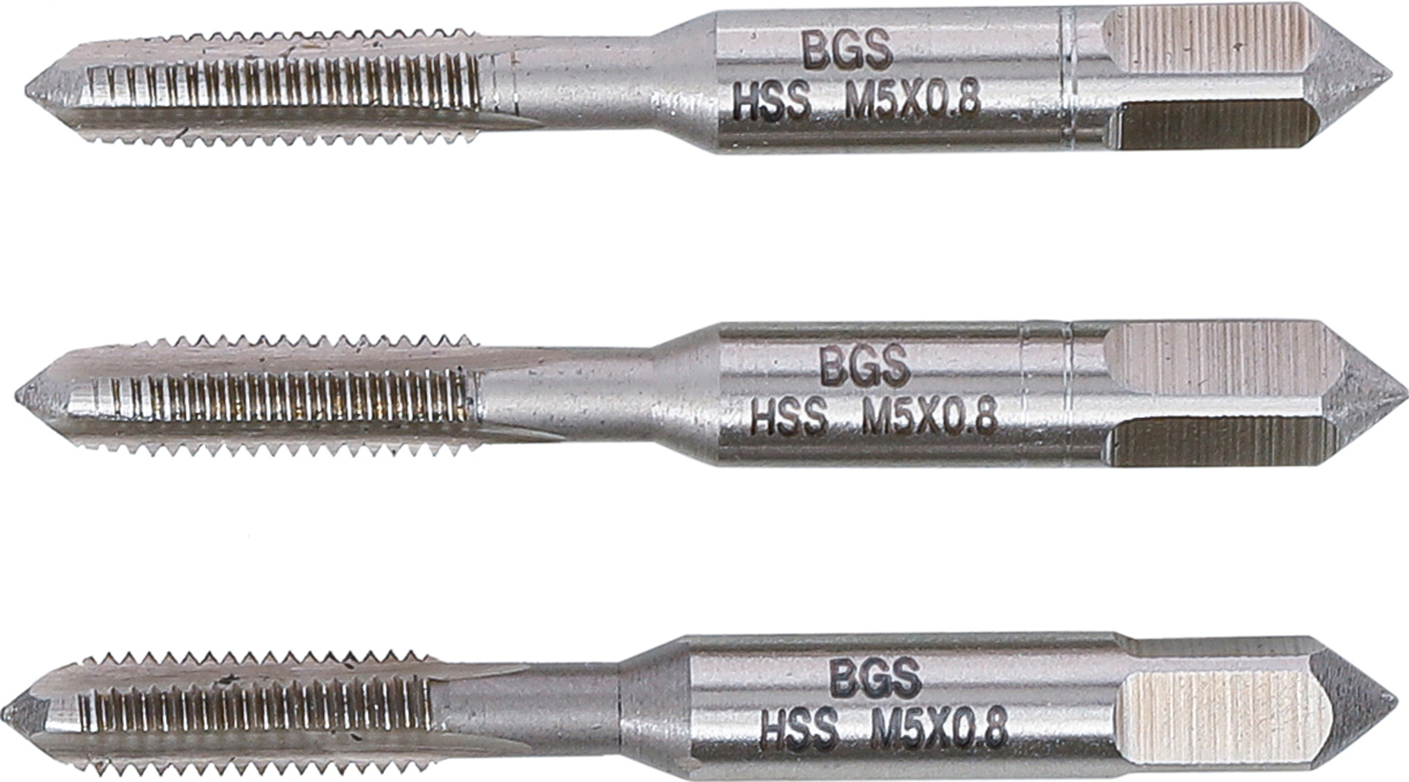 BGS Gewindebohrer-Satz | Vor-, Mittel- und Fertigschneider | HSS-G | M5 x 0,8 | 3-tlg.