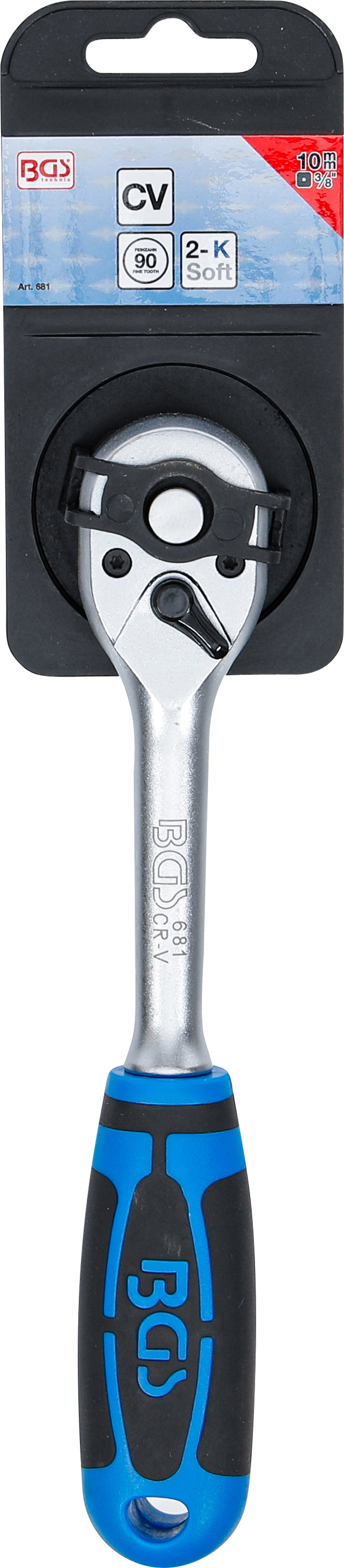 BGS Umschaltknarre | gerade Ausführung | feinverzahnt | Abtrieb Außenvierkant 10 mm (3/8")