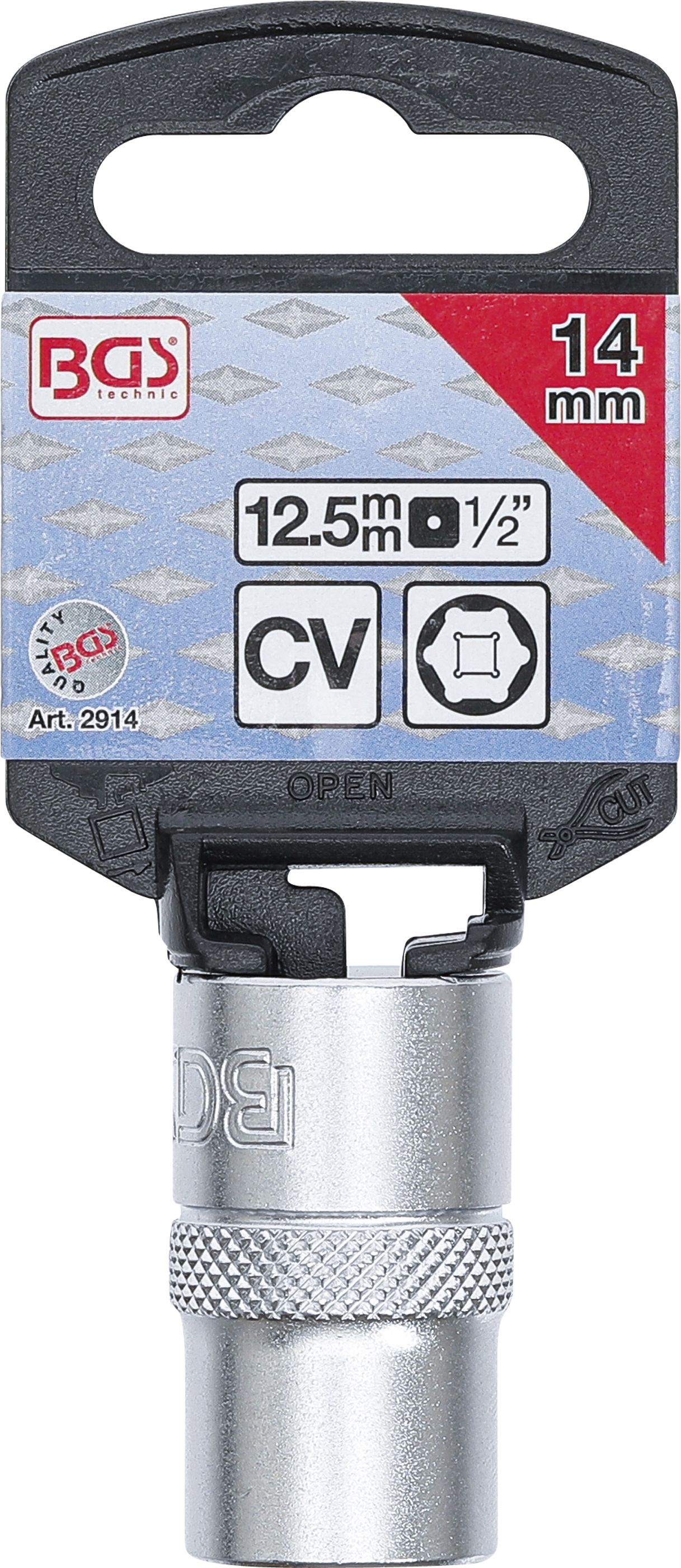 BGS Steckschlüssel-Einsatz Sechskant | Antrieb Innenvierkant 12,5 mm (1/2") | SW 14 mm