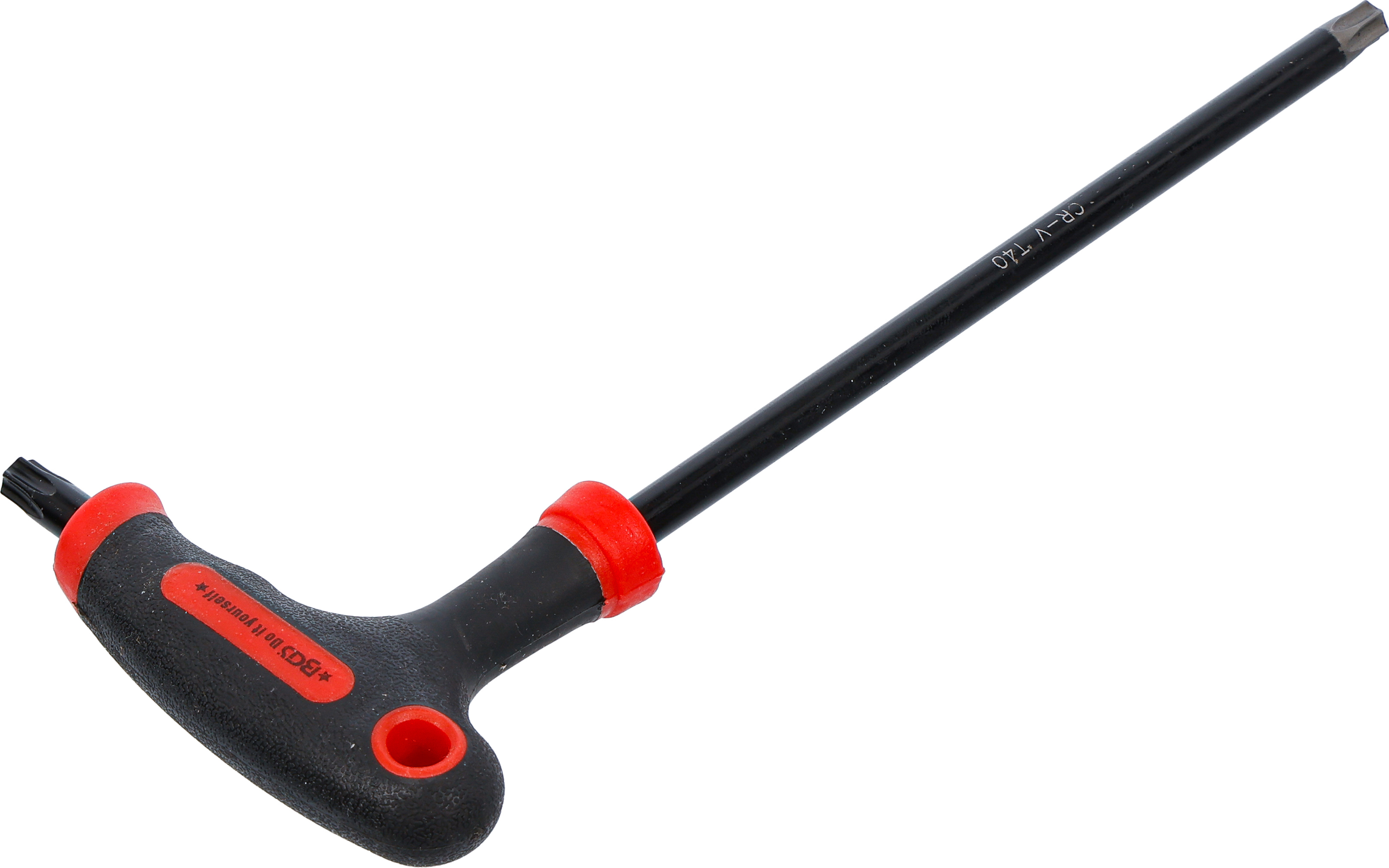 BGS Schraubendreher mit T-Griff und seitlicher Klinge | T-Profil (für Torx) mit/ohne Bohrung T40
