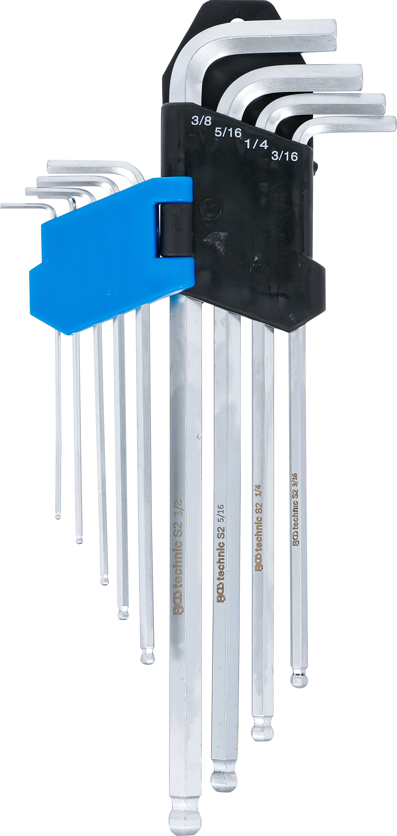 BGS Winkelschlüssel-Satz | Zollgrößen | Innensechskant / Innensechskant mit Kugelkopf 1/16" - 3/8" | 9-tlg.