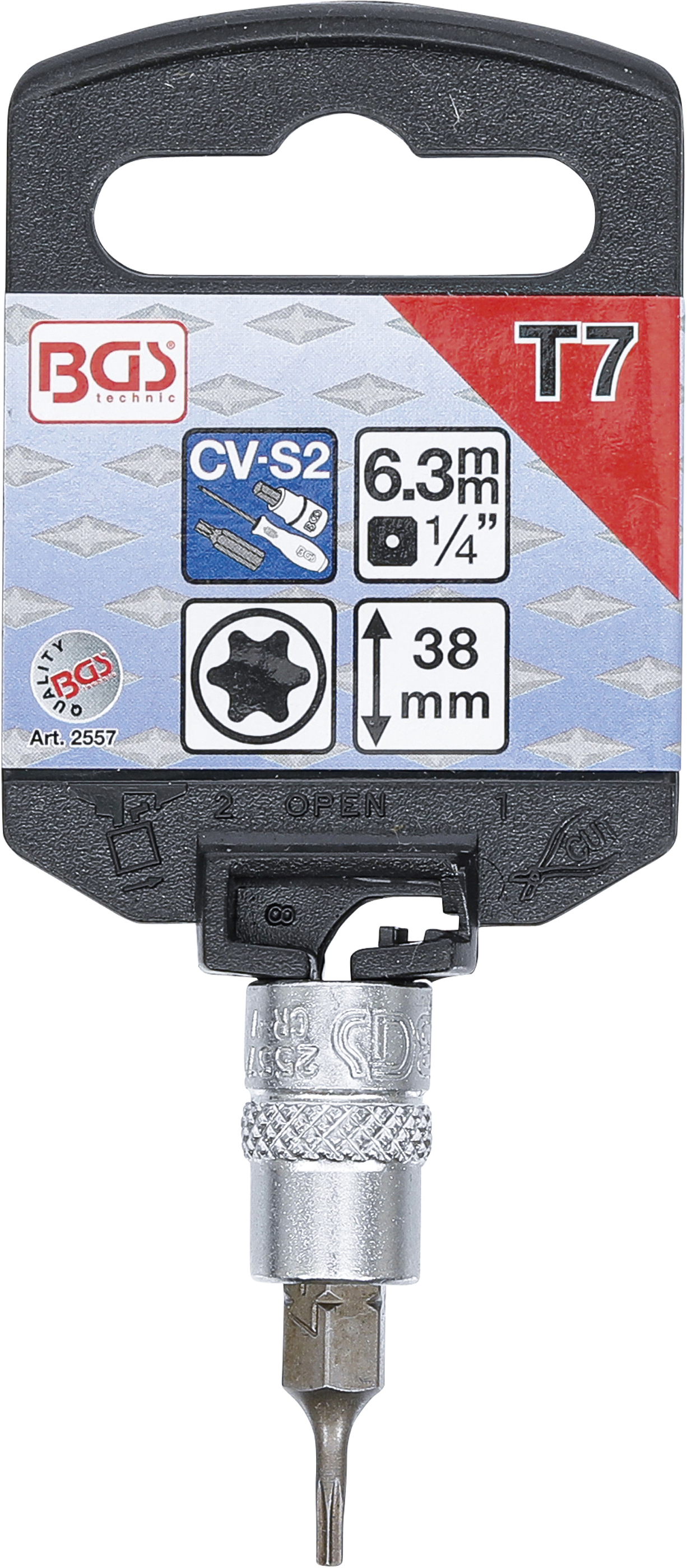 BGS Bit-Einsatz | Antrieb Innenvierkant 6,3 mm (1/4") | T-Profil (für Torx) T7