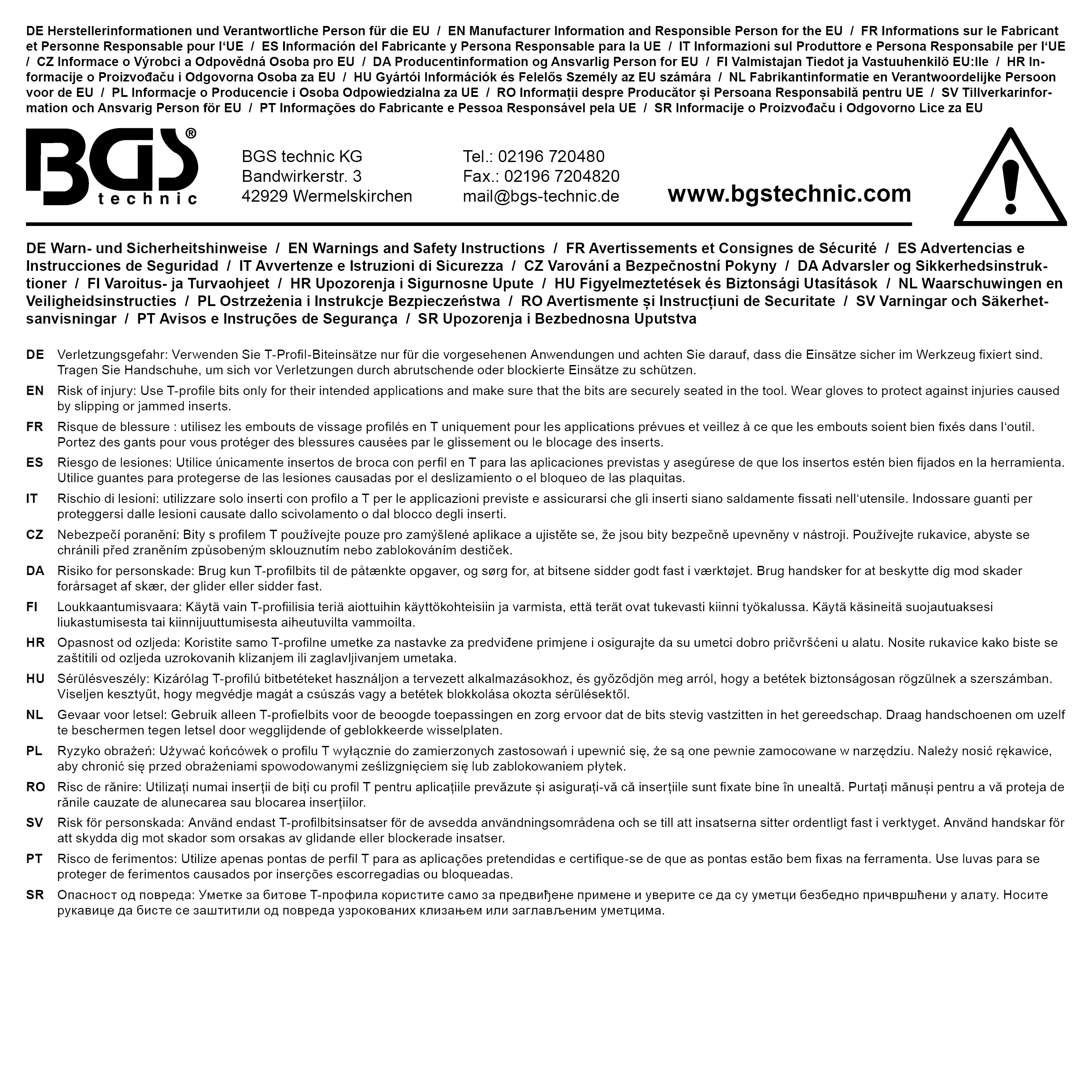 BGS Kraft-Bit-Einsatz-Satz | Antrieb Innenvierkant 20 mm (3/4") | T-Profil (für Torx) T55 - T100 | 6 tlg.