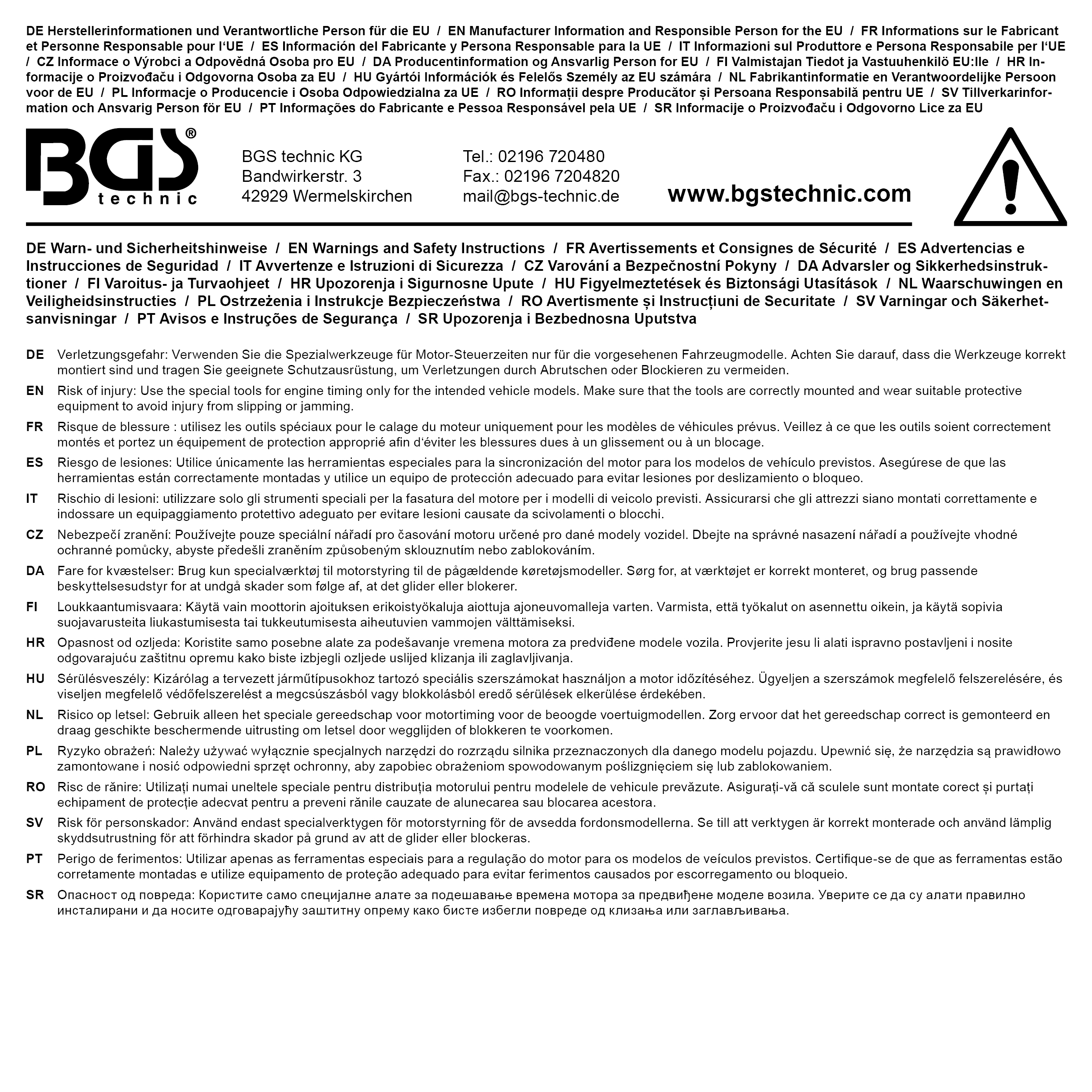 BGS Motor-Einstellwerkzeug-Satz | für Fiat 1.4 12V