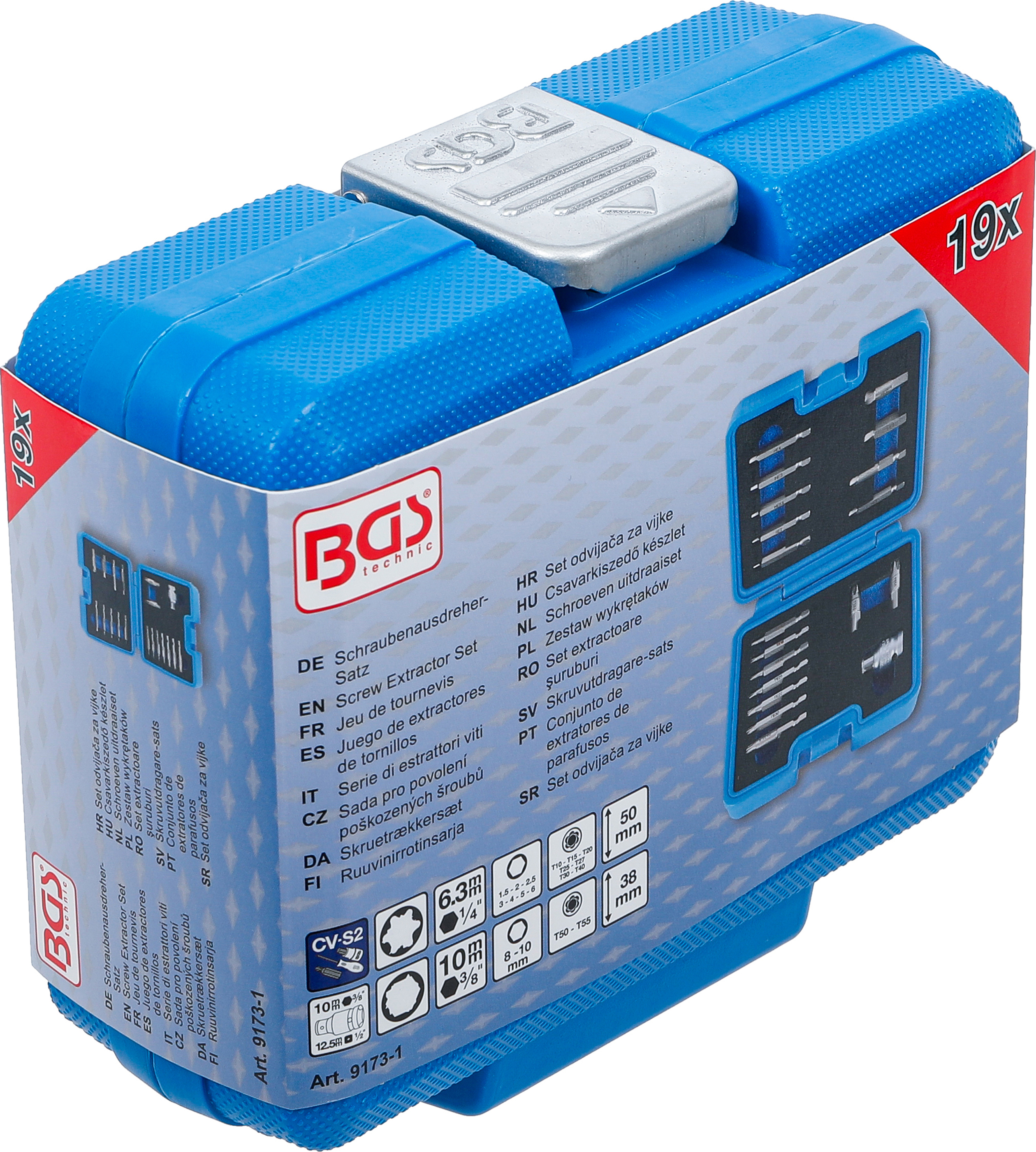 BGS Schraubenausdreher-Satz | für Innensechskant 1,5 - 10 mm / T-Profil (für Torx) | T10 - T55 | 19-tlg.