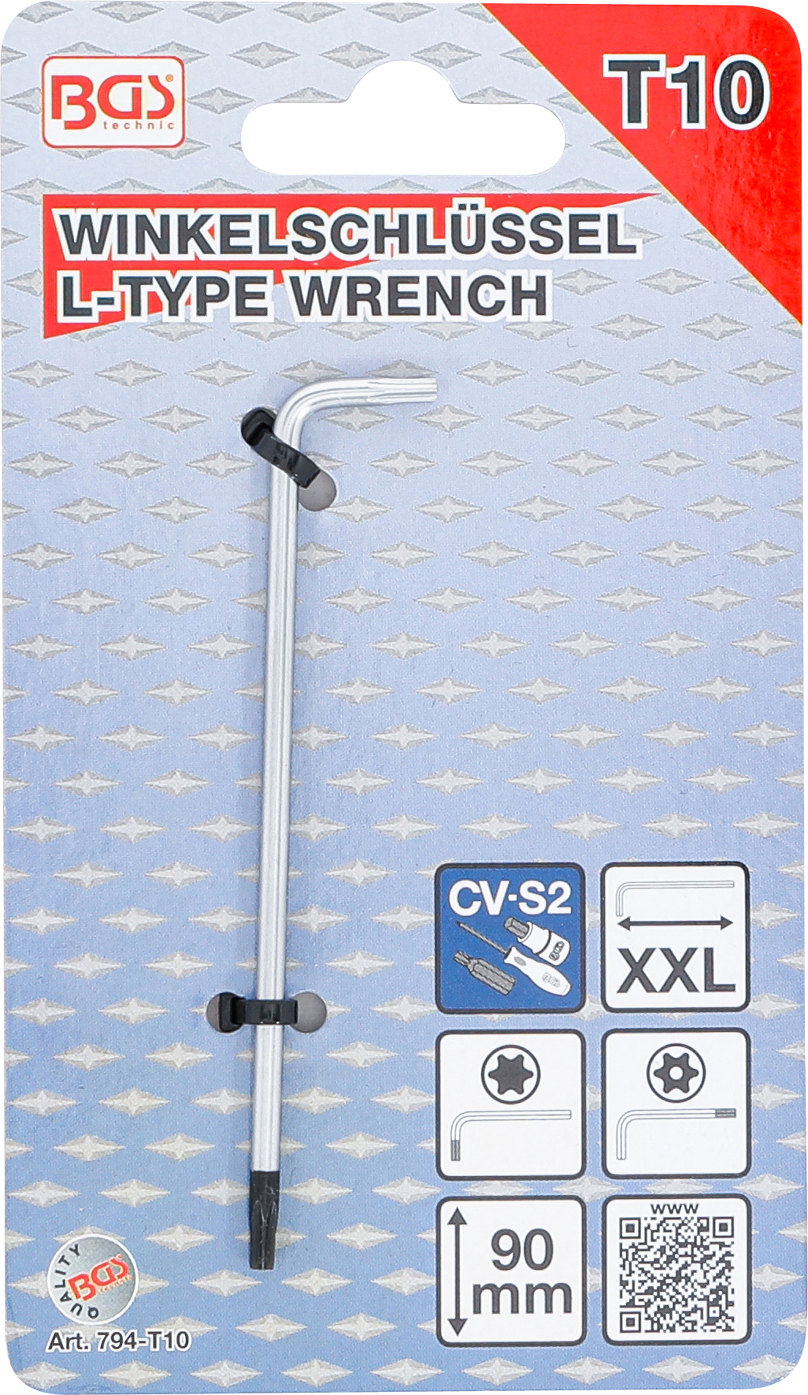 BGS Winkelschlüssel | extra lang | T-Profil (für Torx) mit/ohne Bohrung T10