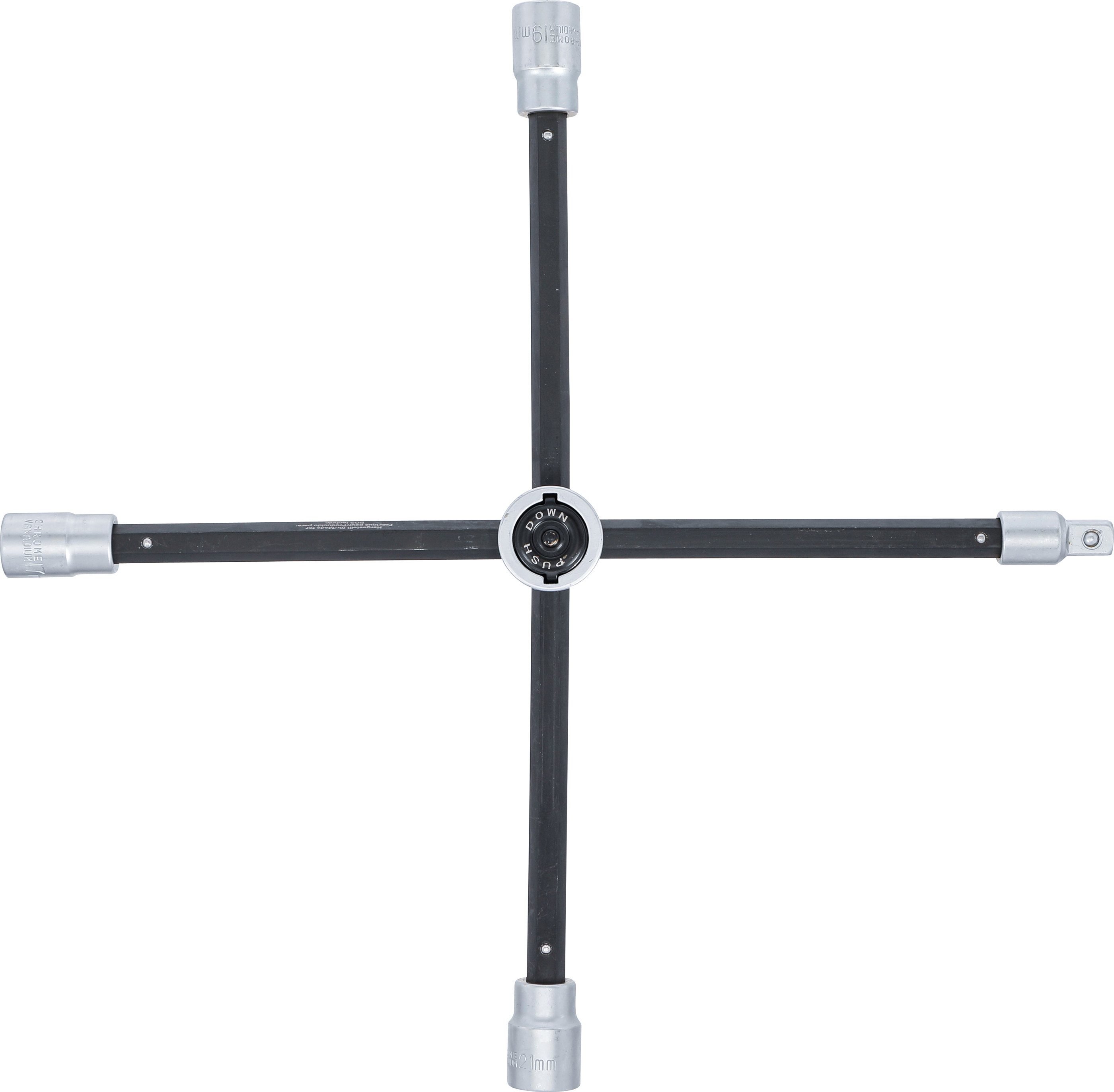 BGS Rad-Kreuzschlüssel mit Gelenk | für Pkw  | Vierkant | SW 17 x 19 x 21 x 12,5 mm (1/2")