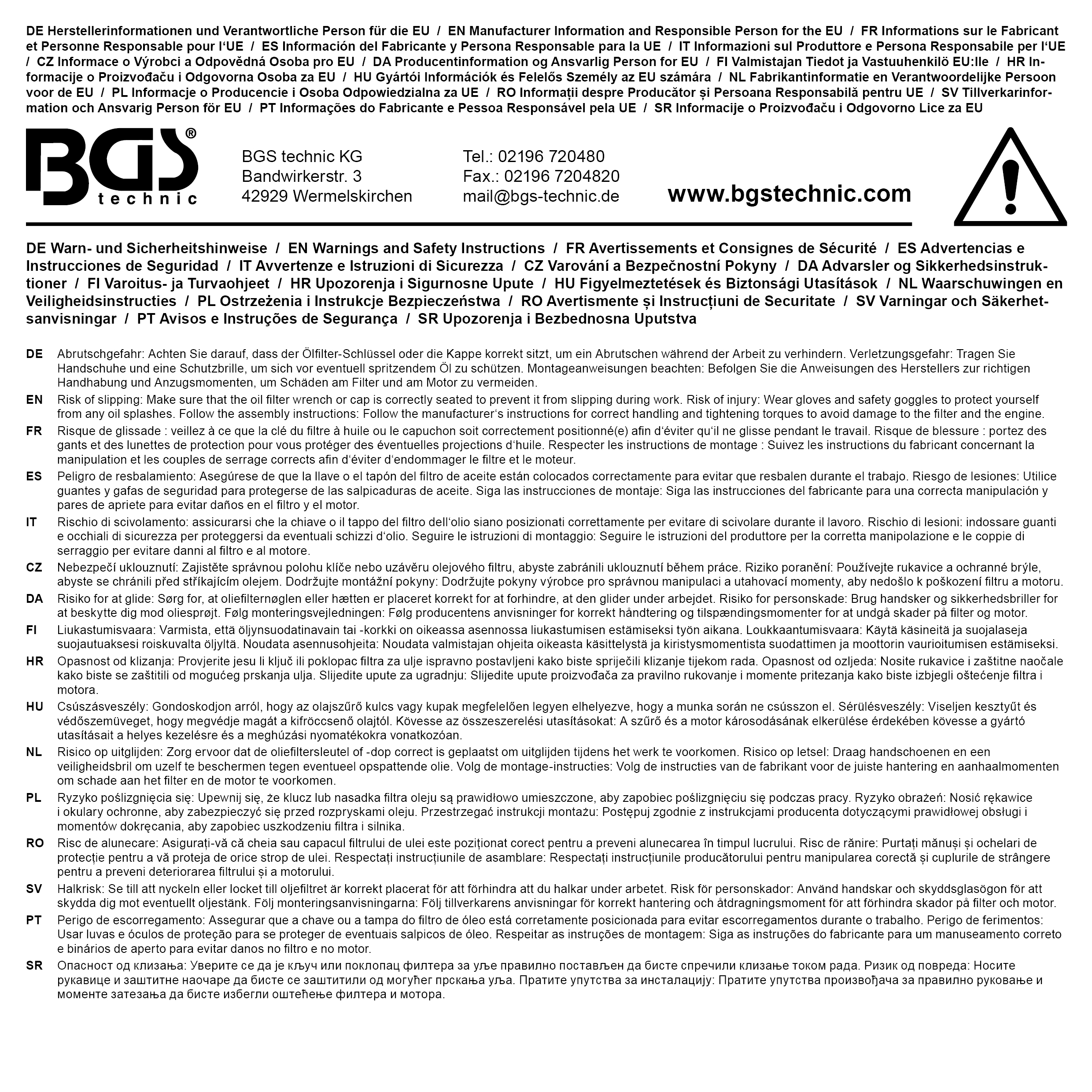 BGS Ölfilterschlüssel | 18-kant | Ø 96 mm | für Renault, VW