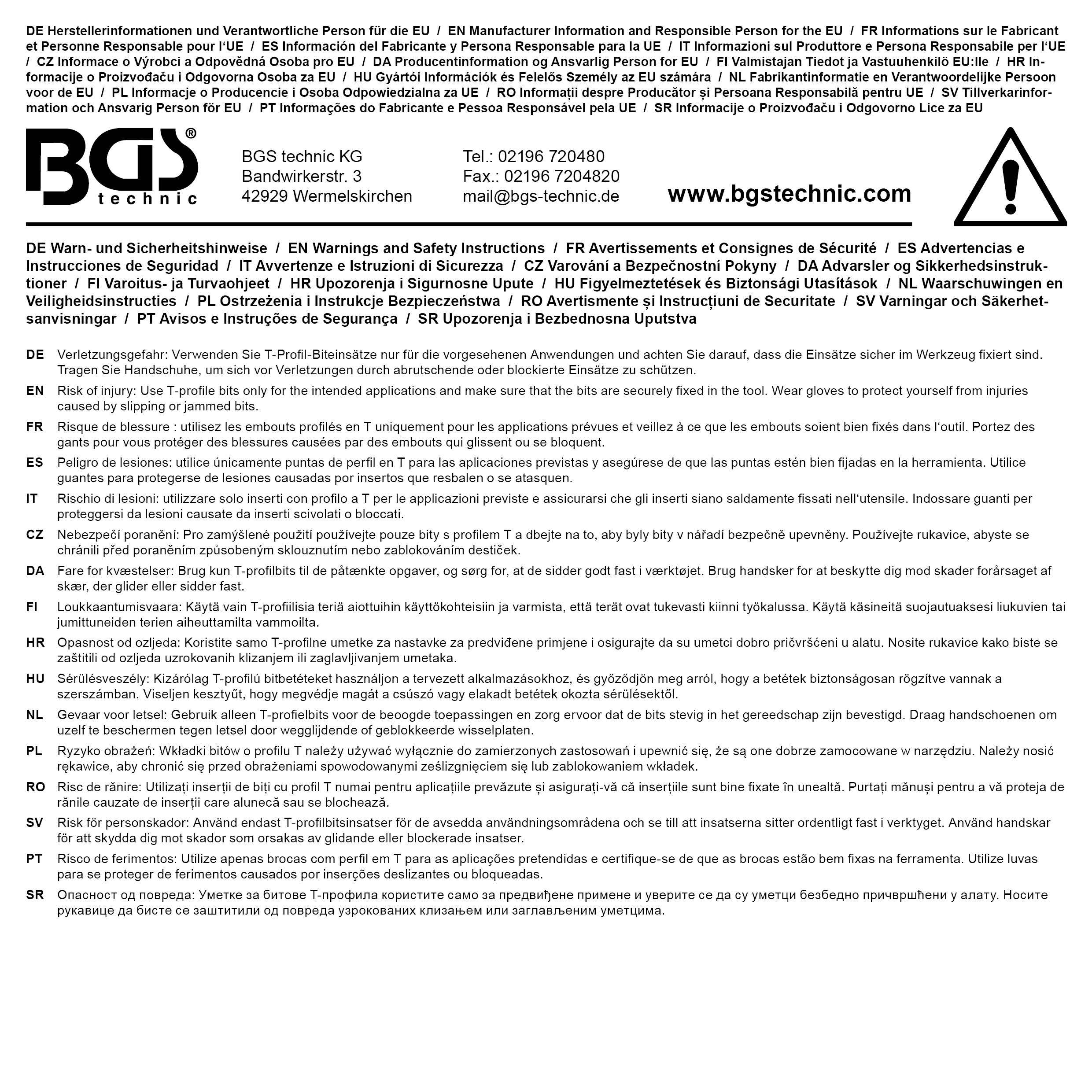 BGS Bit-Einsatz | Antrieb Innenvierkant 6,3 mm (1/4") | T-Profil (für Torx) T8
