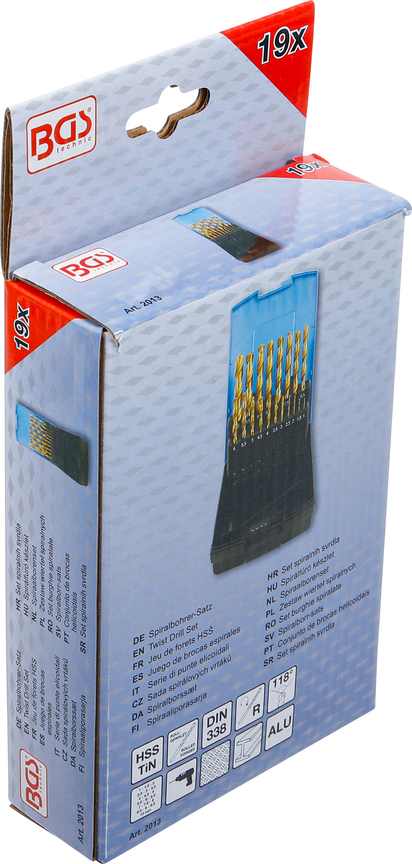 BGS Spiralbohrer-Satz | HSS | titan-nitriert | 1 - 10 mm | 19-tlg.