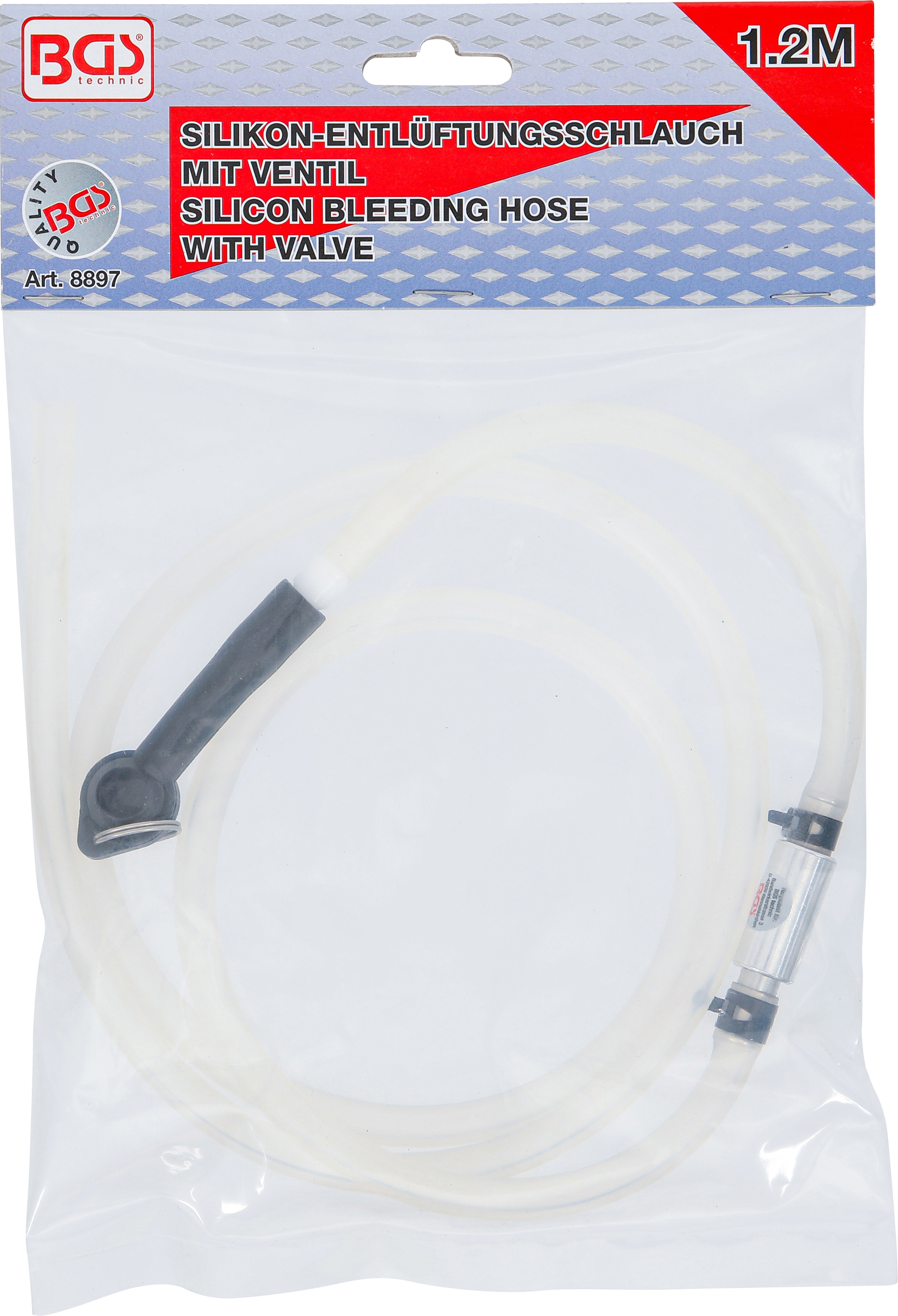 BGS Bremsenentlüfterschlauch mit Rückschlagventil | 1,2 m