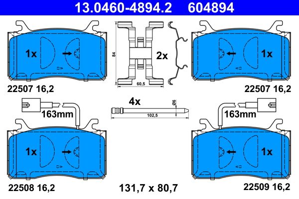 Bremsbelagsatz, Scheibenbremse