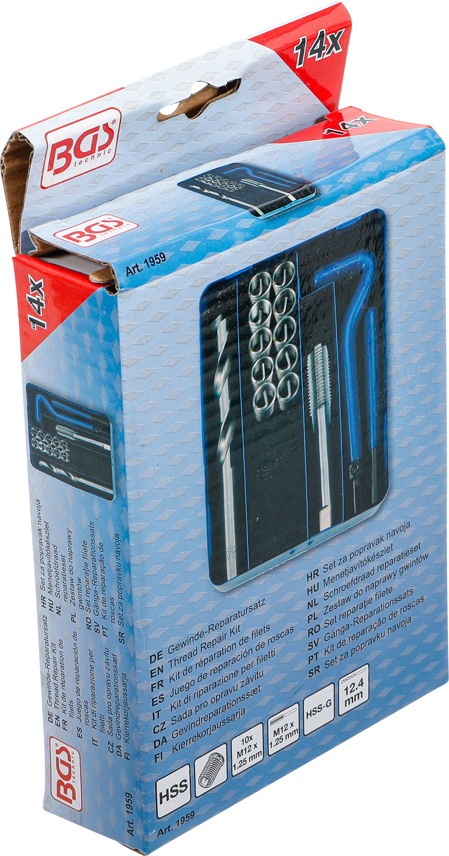 BGS Gewinde-Reparatursatz | M12 x 1,25 | 14-tlg.