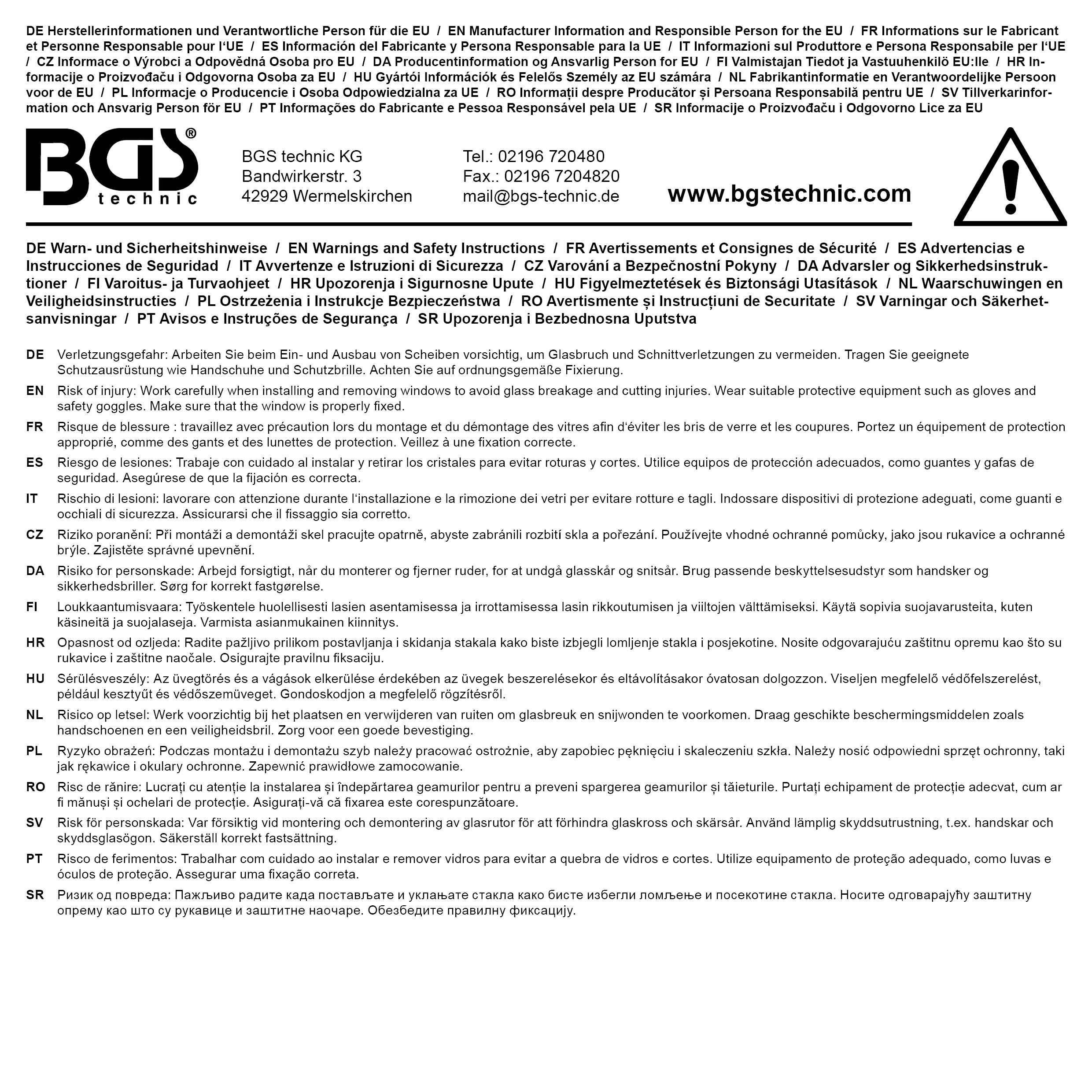 BGS Scheiben-Ausglaswerkzeug | für geklebte Scheiben