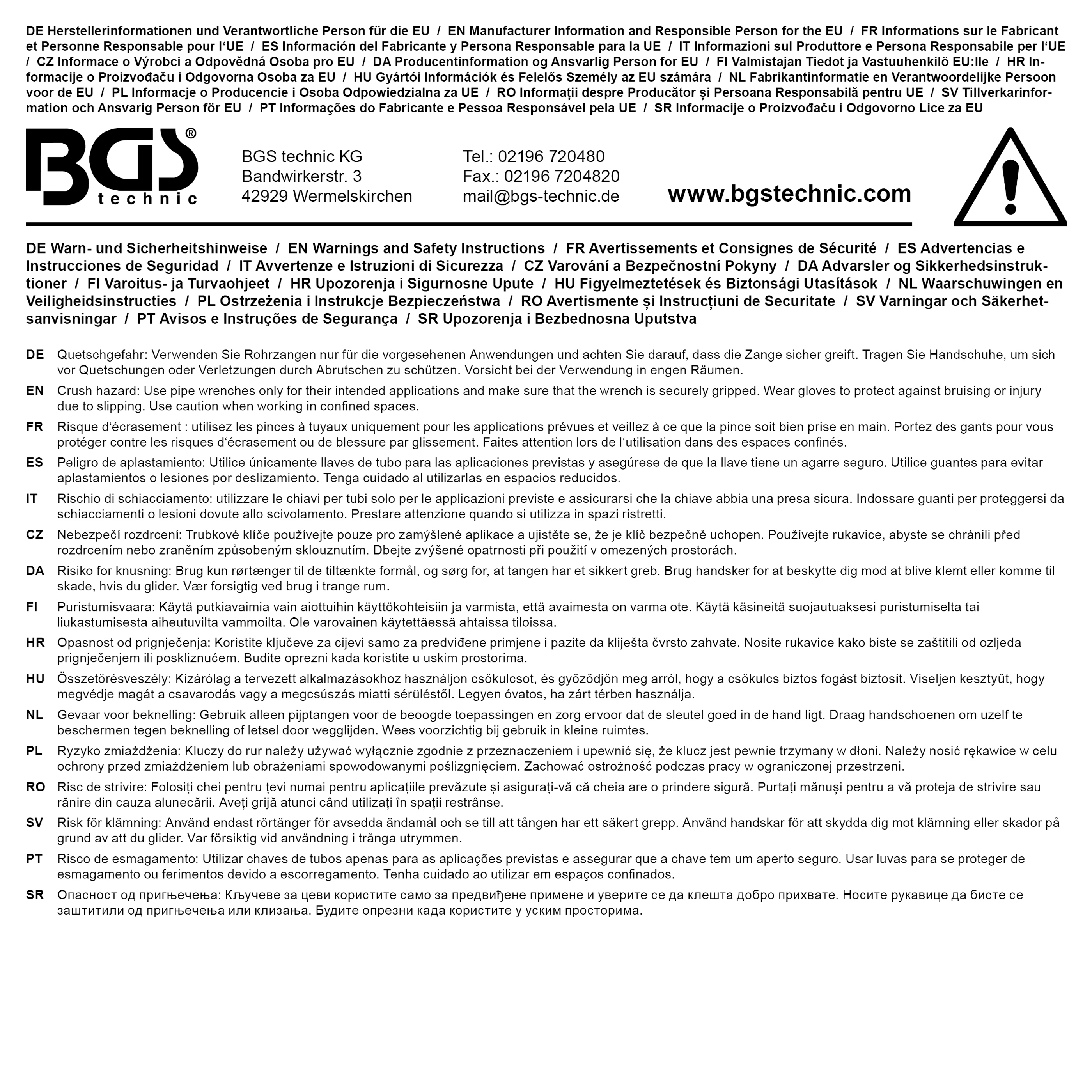 BGS Eckrohrzange | 2" | 3-Punkt-Haftung