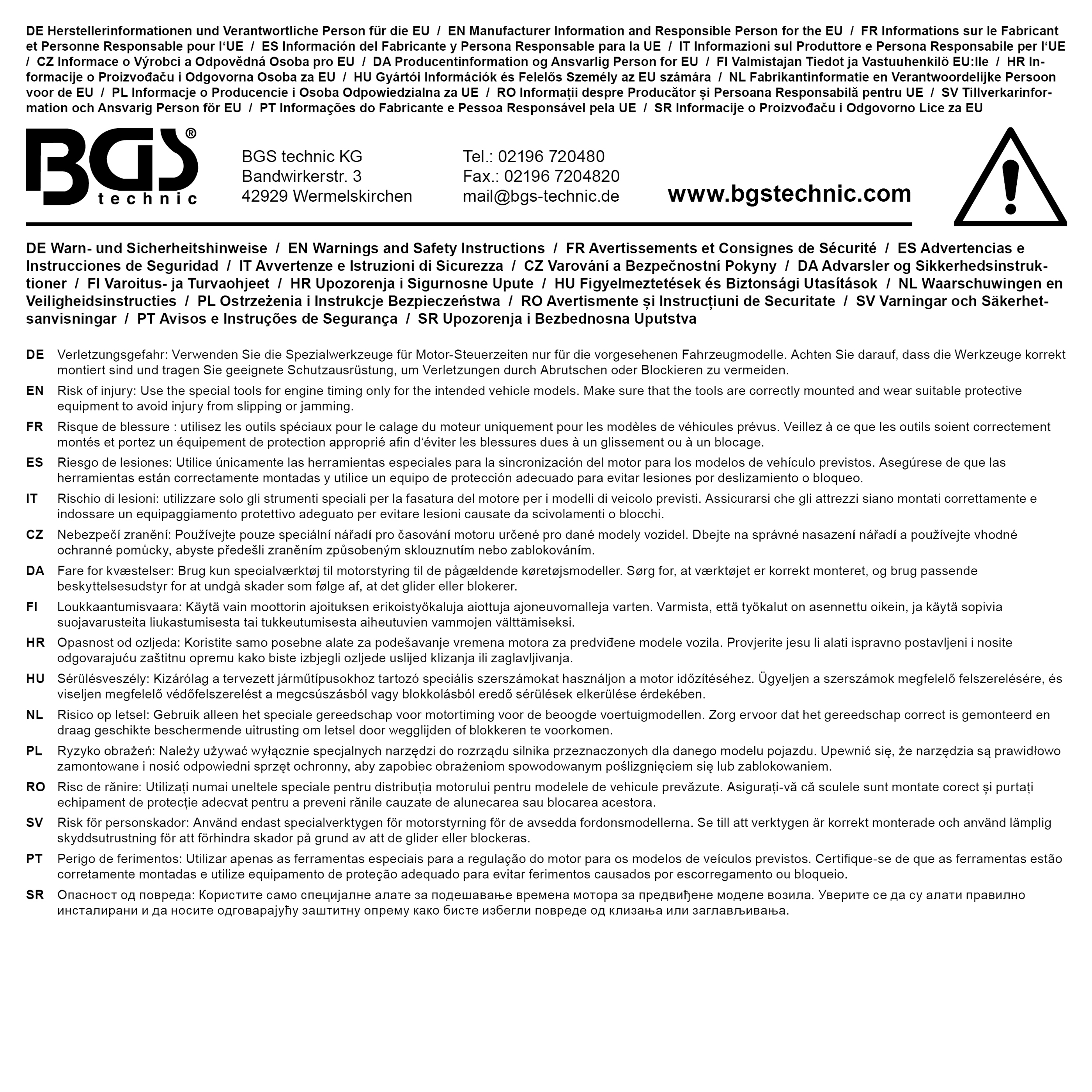BGS Werkstattwageneinlage 1/3: Motor-Einstellwerkzeug-Satz | für Alfa Romeo / Lancia 1.75