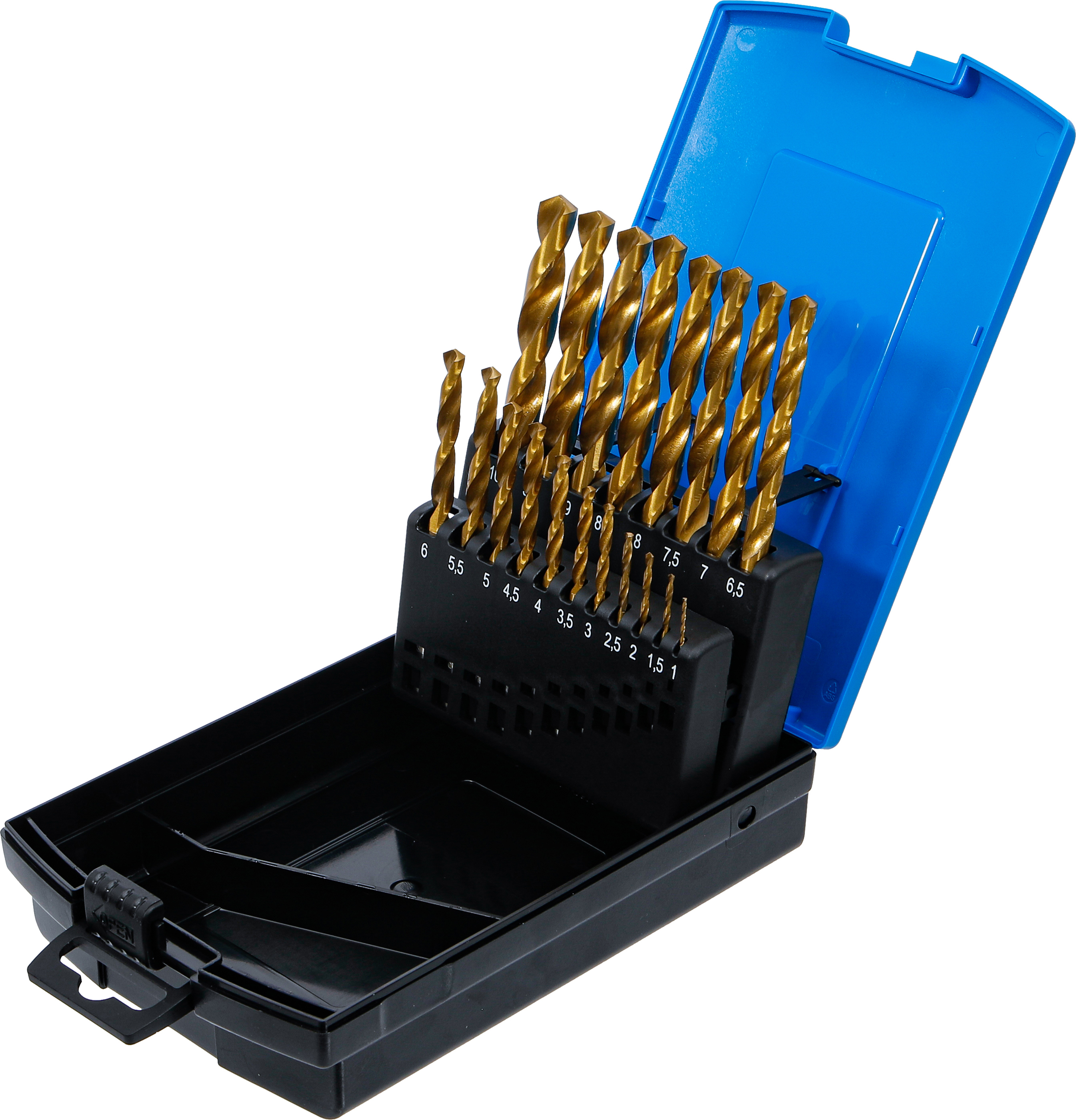 BGS Spiralbohrer-Satz | HSS | titan-nitriert | 1 - 10 mm | 19-tlg.