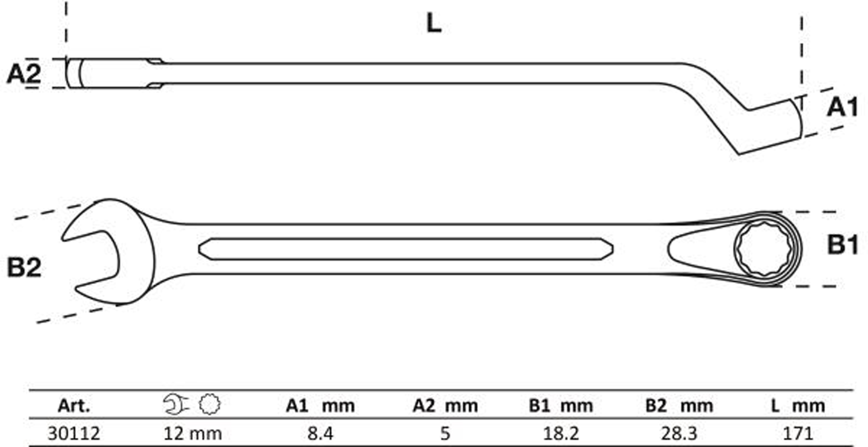 BGS Maul-Ringschlüssel, gekröpft | SW 12 mm