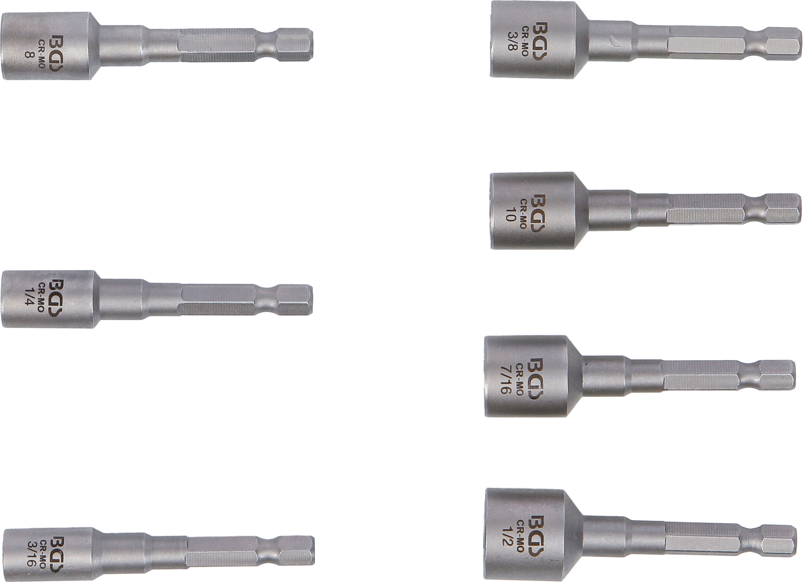 BGS Ausdreh-Satz für Schrauben und Muttern | Antrieb Außensechskant 6,3 mm (1/4") | für Bohrmaschinen | 7-tlg.
