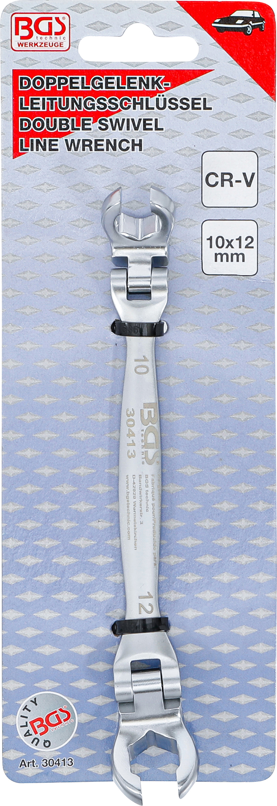 BGS Offener Doppel-Ringschlüssel für Bremsleitungen und Gelenke | SW 10 x 12 mm