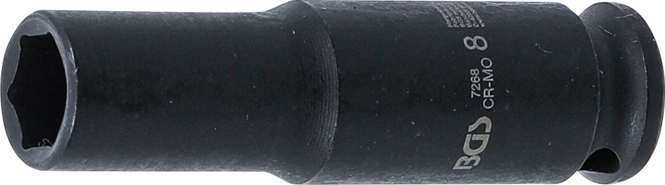 BGS Kraft-Steckschlüssel-Einsatz Sechskant, tief | Antrieb Innenvierkant 6,3 mm (1/4") | SW 8 mm