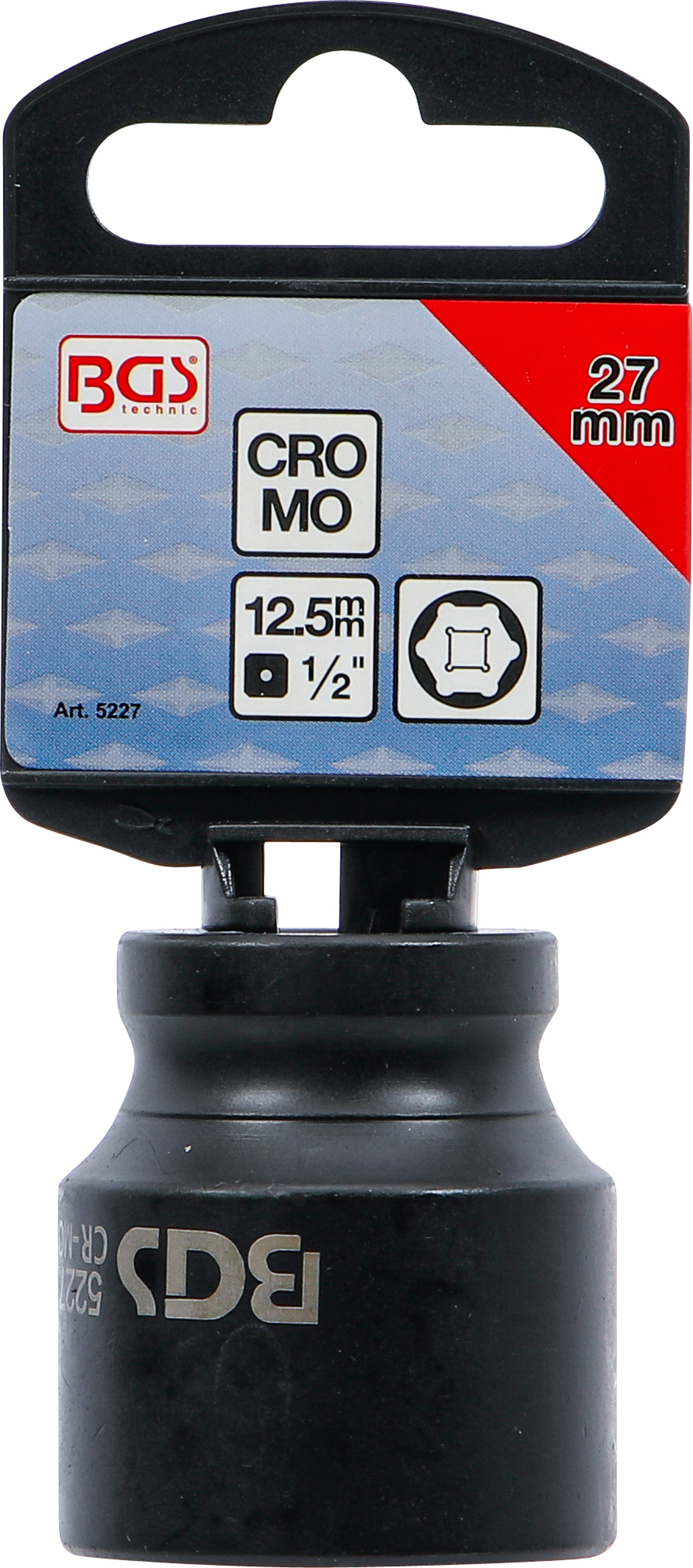 BGS Kraft-Steckschlüssel-Einsatz Sechskant | Antrieb Innenvierkant 12,5 mm (1/2") | SW 27 mm