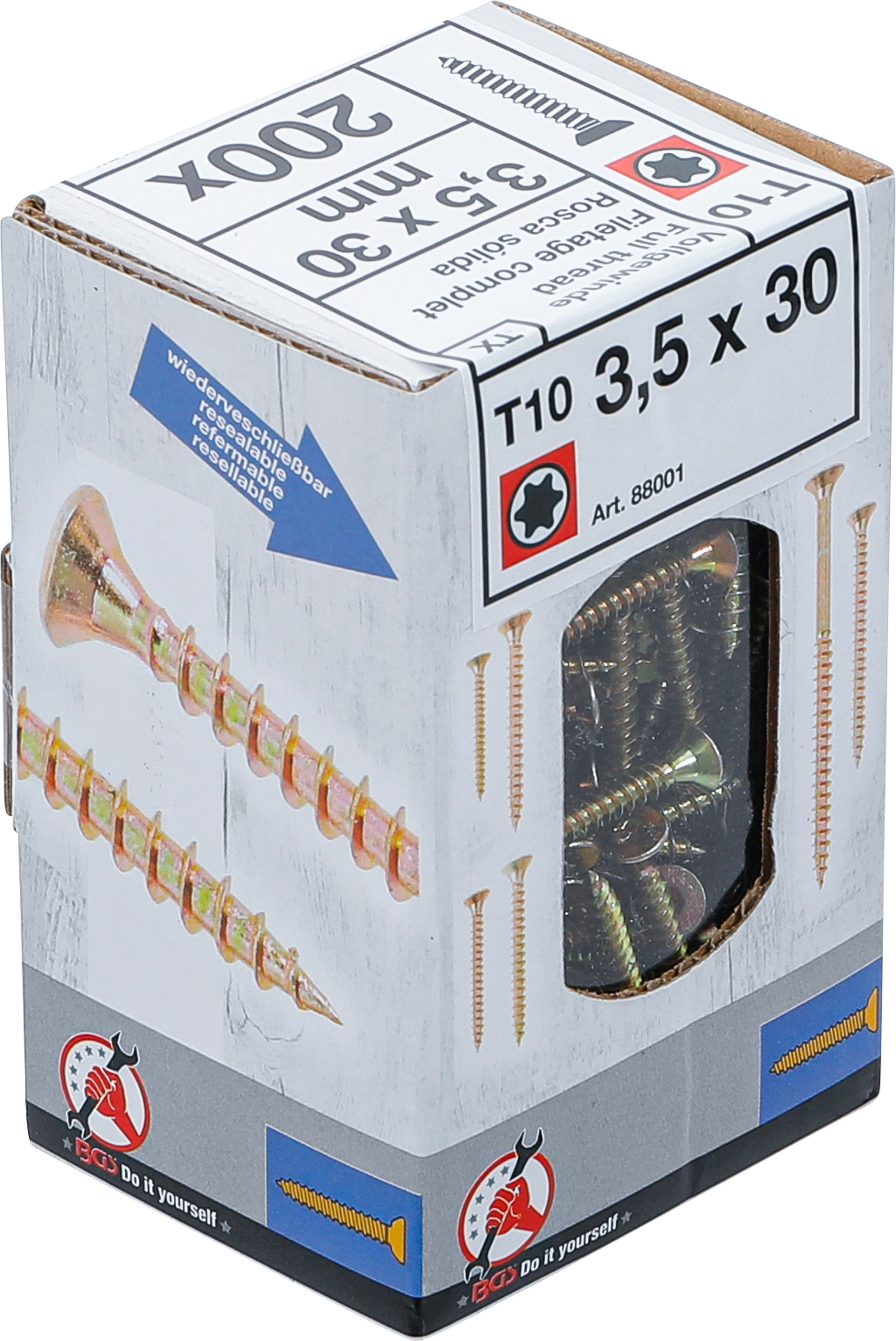 BGS Mehrzweckschrauben | T-Profil (für Torx) T10 | 3,5 x 30 mm | 200 Stück BGS Mehrzweckschrauben | T-Profil (für Torx) T10 | 3,5 x 30 mm | 200 Stück