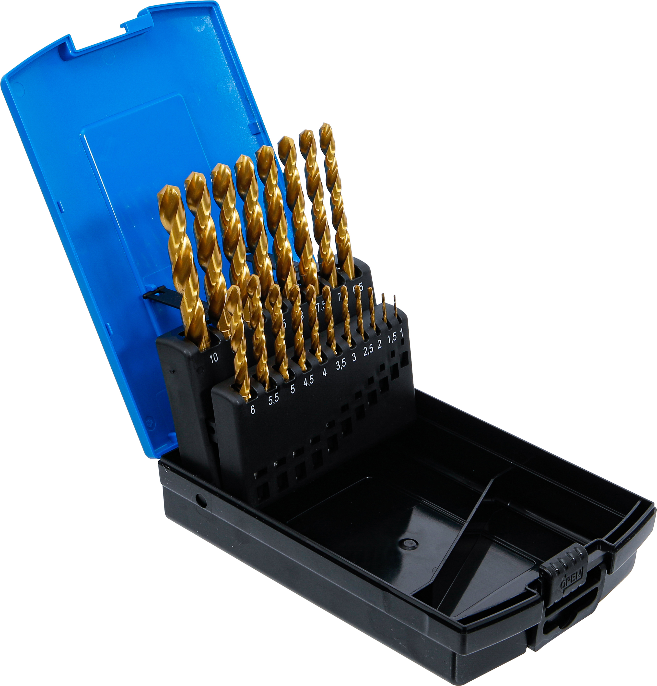 BGS Spiralbohrer-Satz | HSS-G | titan-nitriert | 1 - 10 mm | 19-tlg.