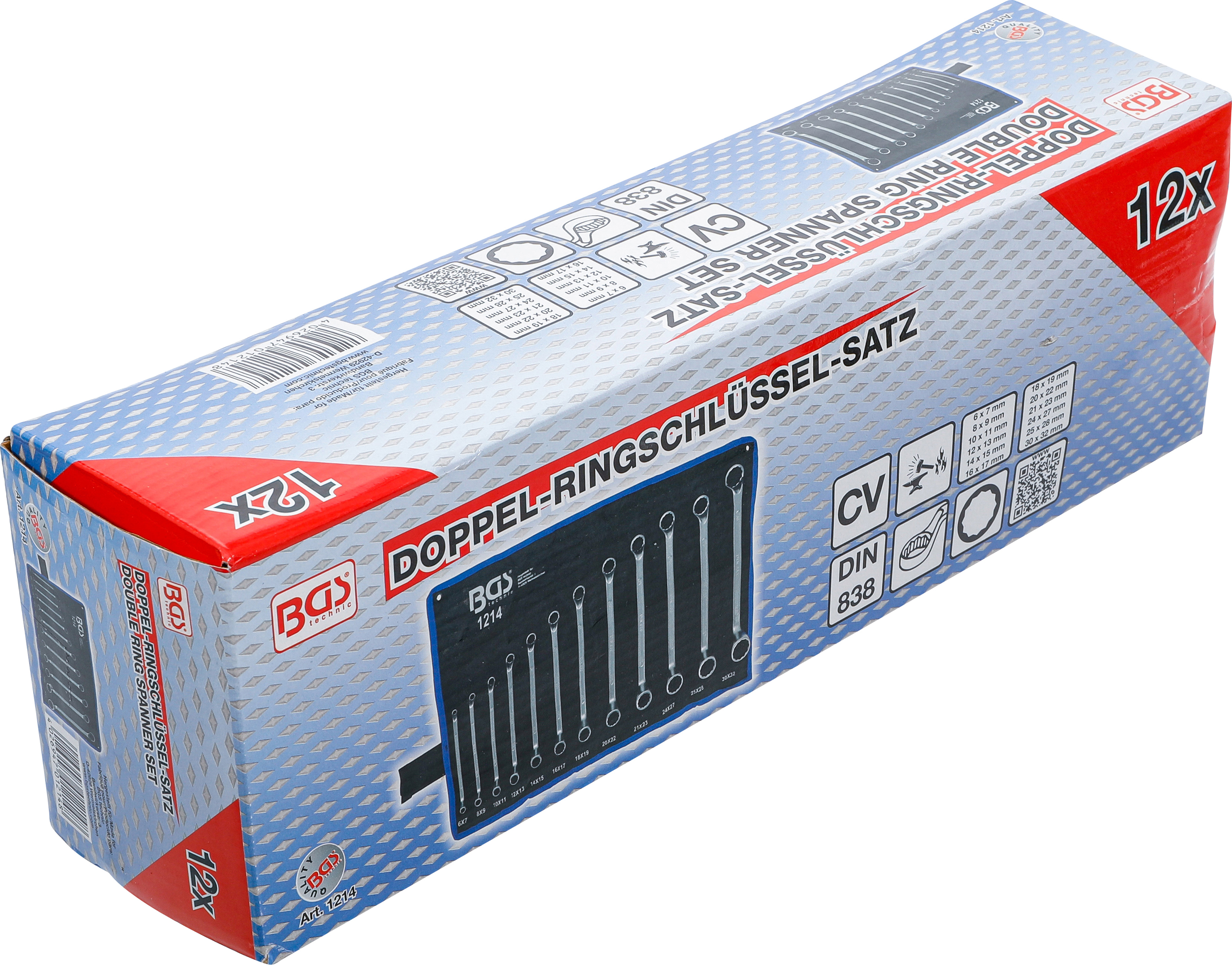 BGS Doppel-Ringschlüssel-Satz | gekröpft | SW 6 x 7 - 30 x 32 mm | 12-tlg.