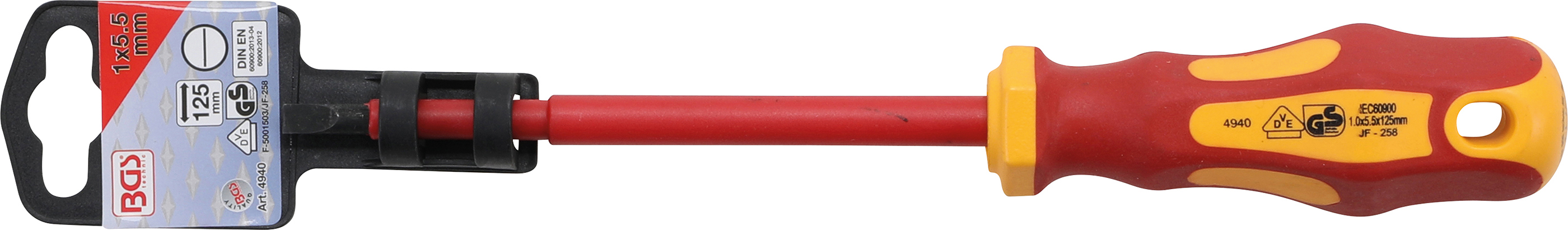 BGS VDE-Schraubendreher | Schlitz 5,5 mm | Klingenlänge 125 mm