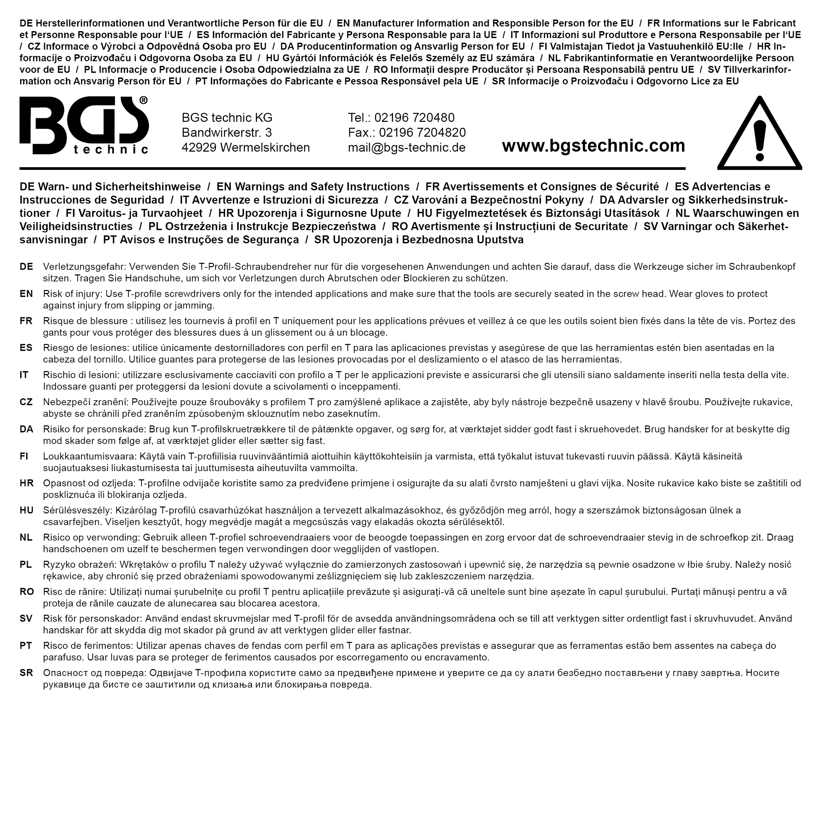 BGS Schraubendreher | T-Profil (für Torx) T15 | Klingenlänge 250 mm